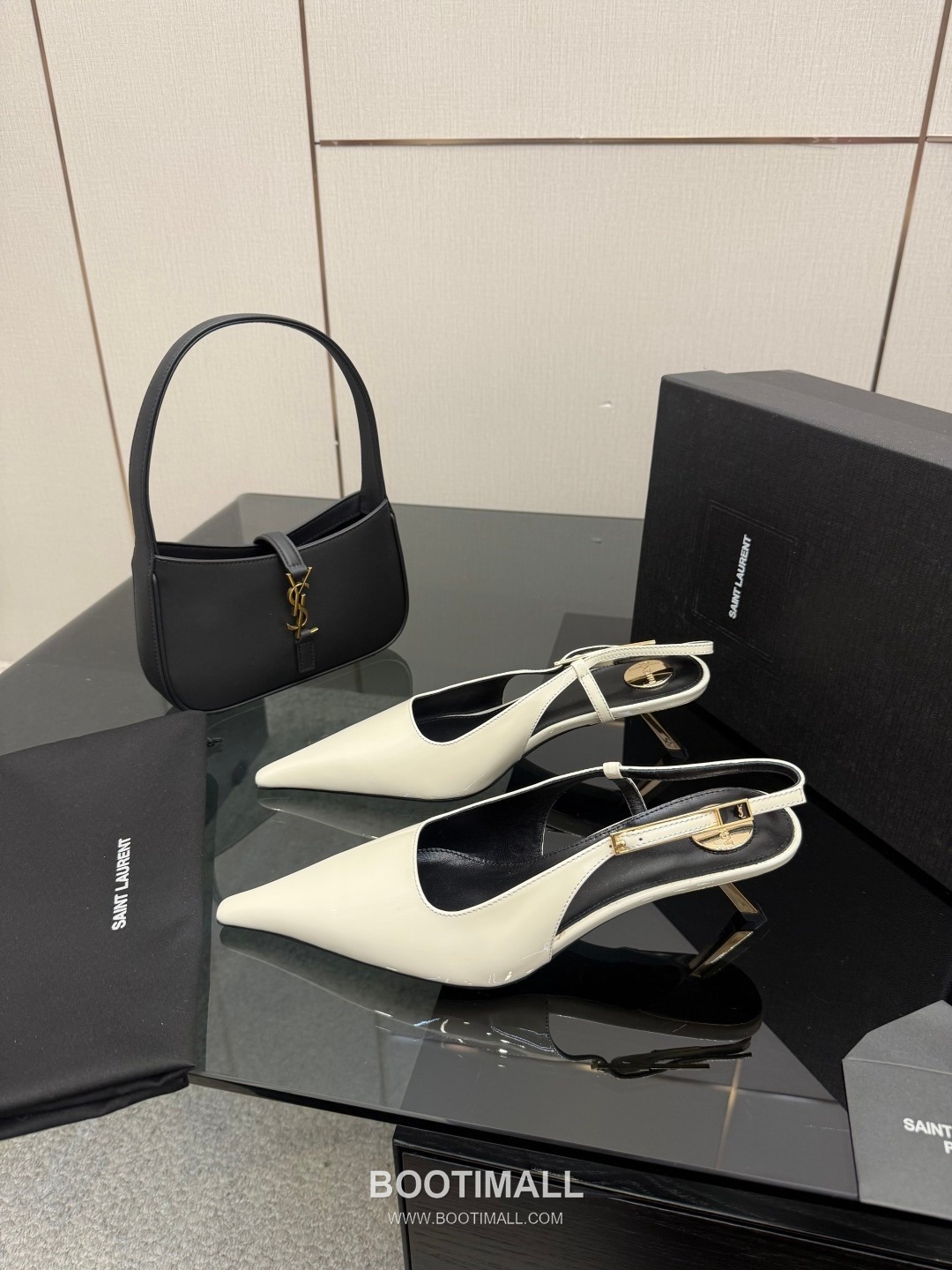 Saint Laurent YSL Chain Detail Pointed Toe High Heel Slingback Pumps 생로랑 YSL 체인 디테일 포인티드 토 하이힐 슬링백 펌프스 2