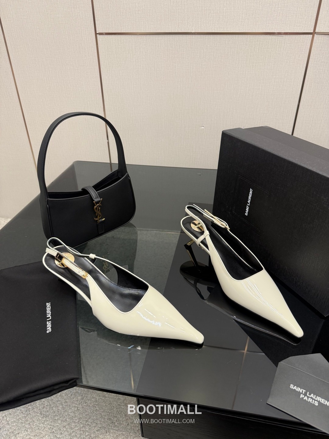 Saint Laurent YSL Chain Detail Pointed Toe High Heel Slingback Pumps 생로랑 YSL 체인 디테일 포인티드 토 하이힐 슬링백 펌프스 3