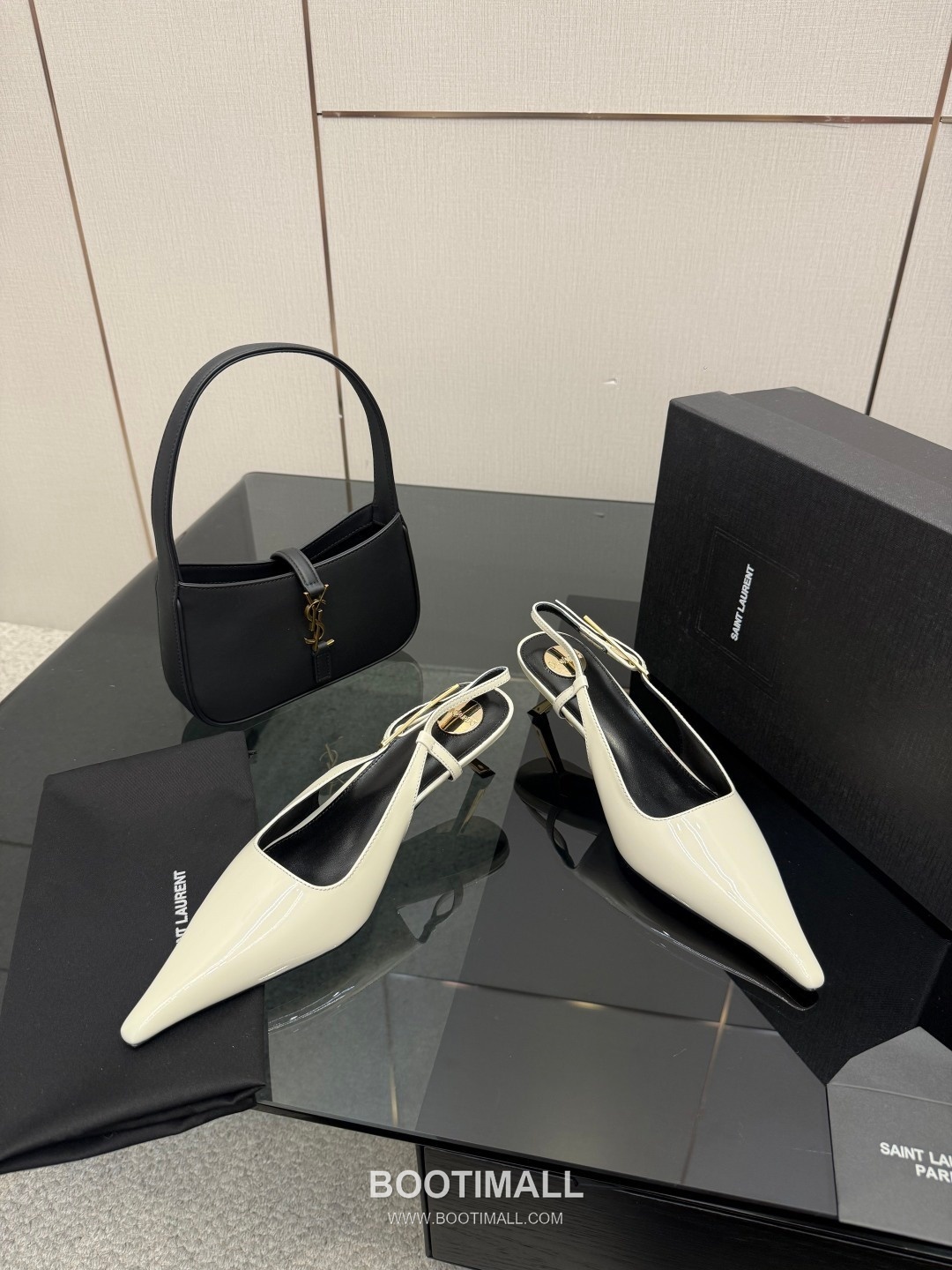 Saint Laurent YSL Chain Detail Pointed Toe High Heel Slingback Pumps 생로랑 YSL 체인 디테일 포인티드 토 하이힐 슬링백 펌프스 4