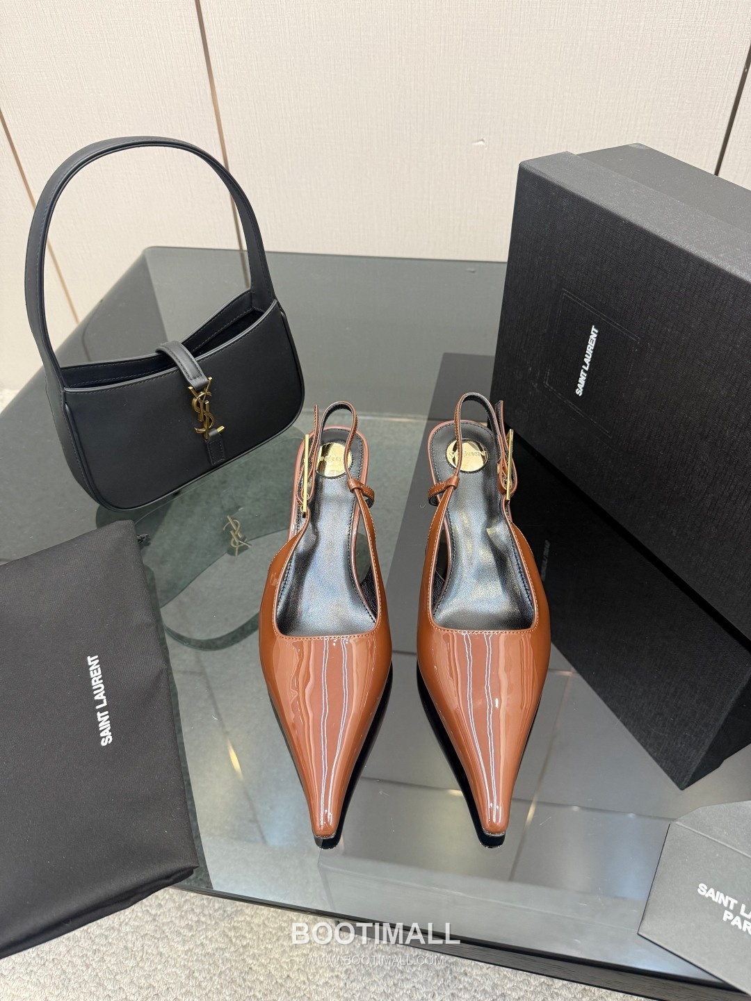 Saint Laurent YSL Chain Detail Pointed Toe High Heel Slingback Pumps 생로랑 YSL 체인 디테일 포인티드 토 하이힐 슬링백 펌프스 1