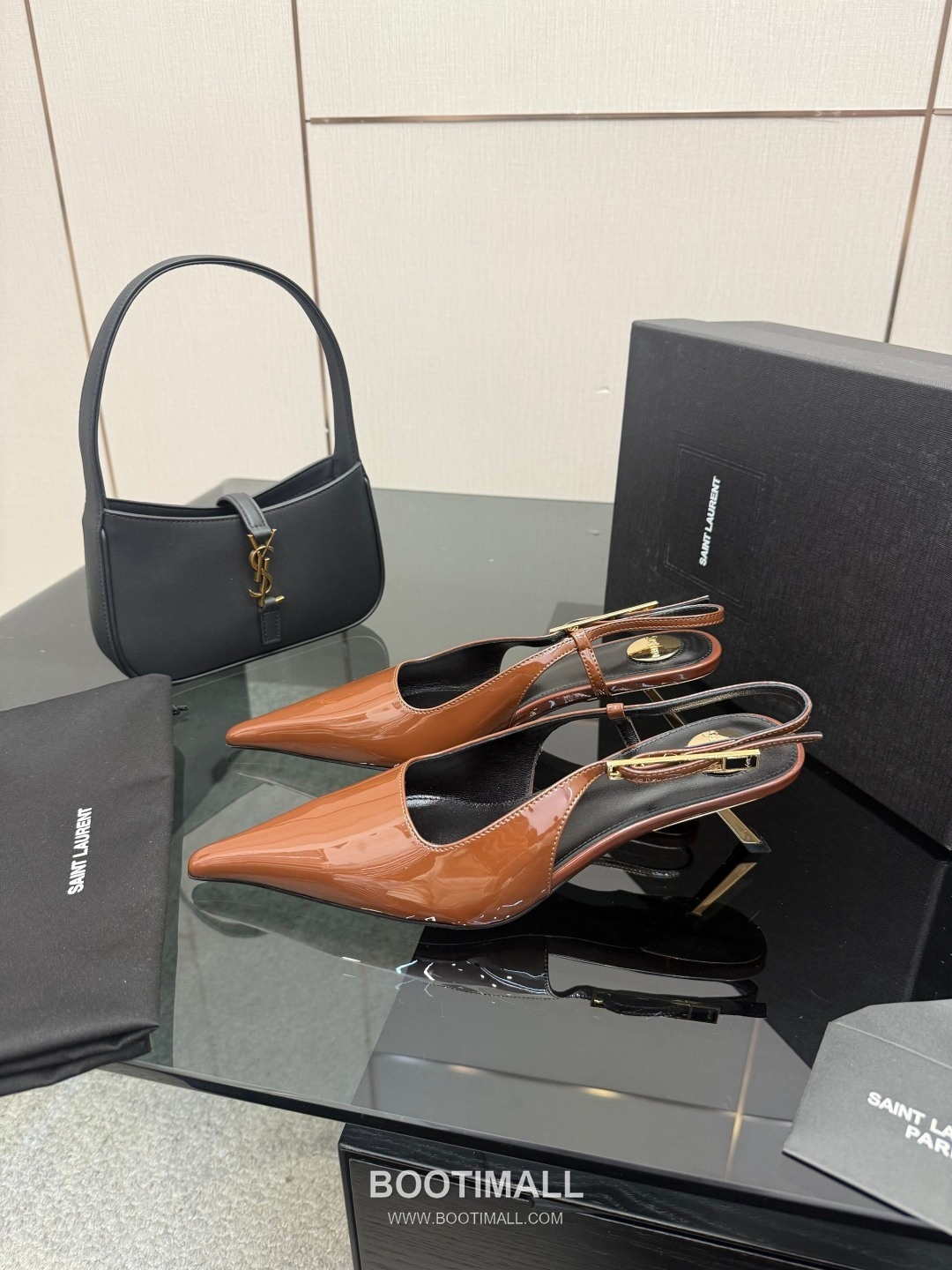 Saint Laurent YSL Chain Detail Pointed Toe High Heel Slingback Pumps 생로랑 YSL 체인 디테일 포인티드 토 하이힐 슬링백 펌프스 2