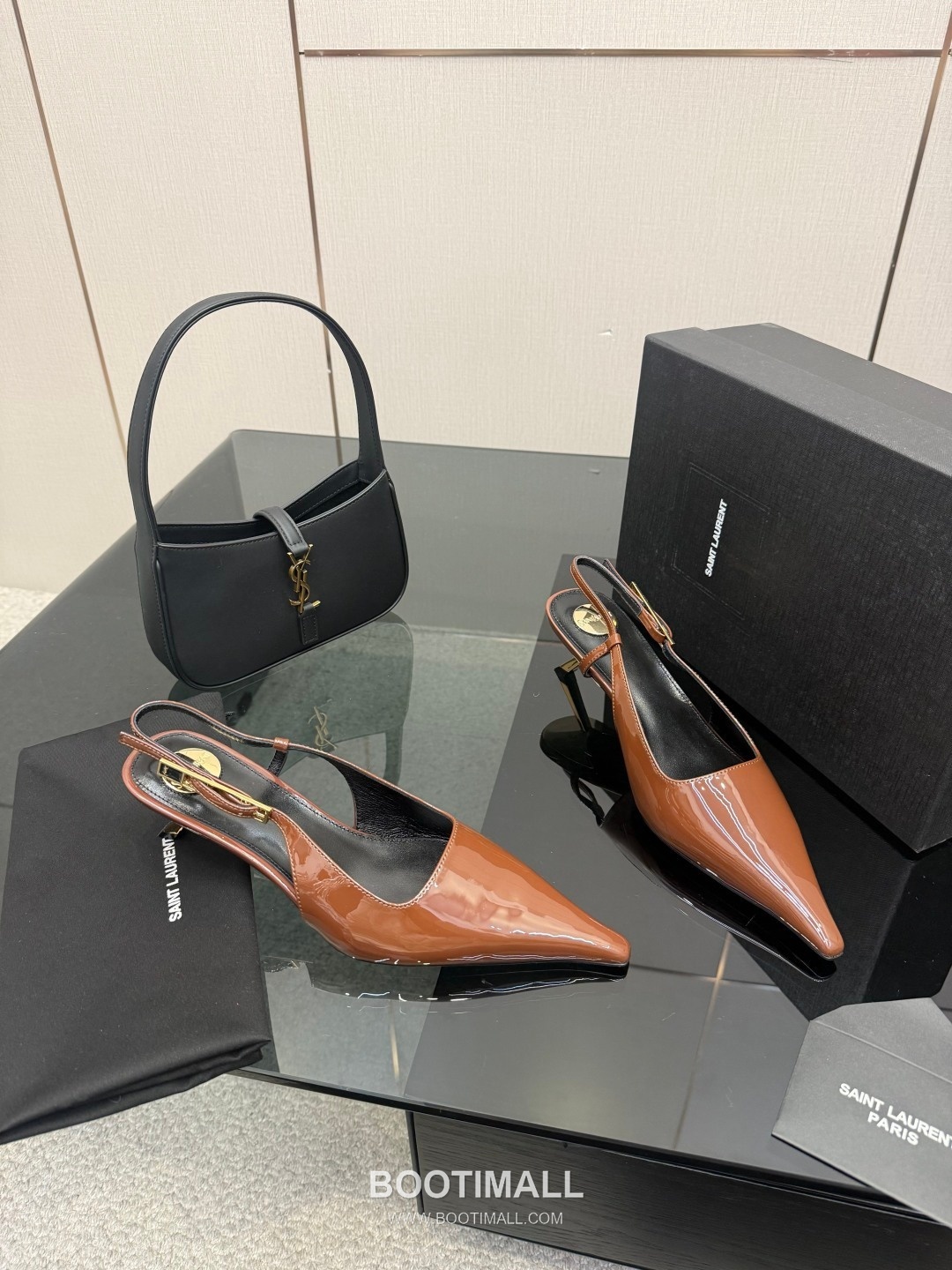 Saint Laurent YSL Chain Detail Pointed Toe High Heel Slingback Pumps 생로랑 YSL 체인 디테일 포인티드 토 하이힐 슬링백 펌프스 3