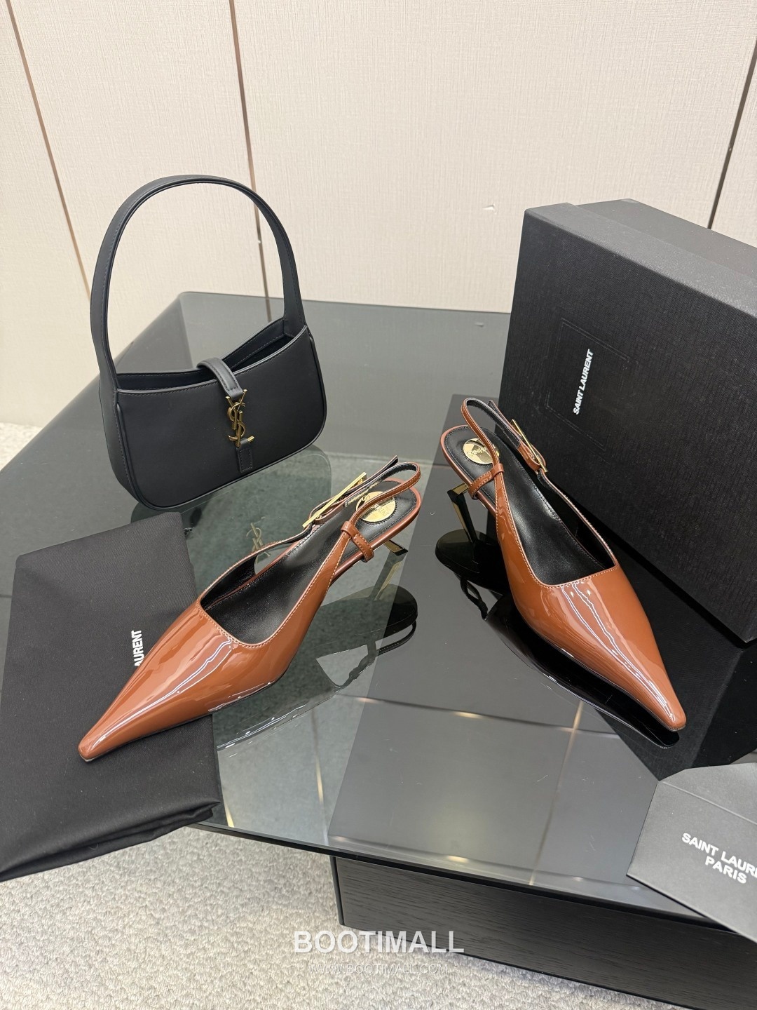 Saint Laurent YSL Chain Detail Pointed Toe High Heel Slingback Pumps 생로랑 YSL 체인 디테일 포인티드 토 하이힐 슬링백 펌프스 4