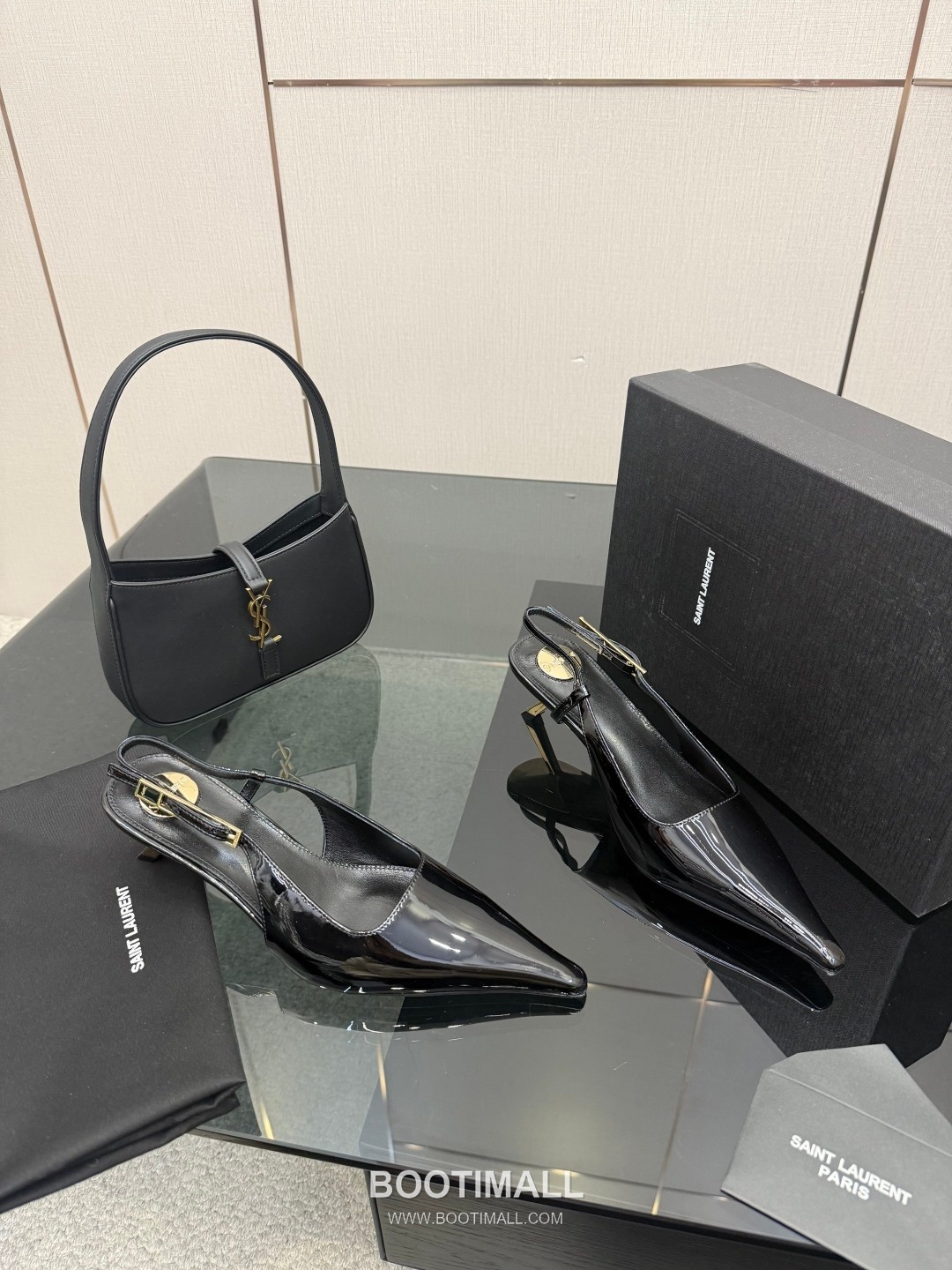 Saint Laurent YSL Chain Detail Pointed Toe High Heel Slingback Pumps 생로랑 YSL 체인 디테일 포인티드 토 하이힐 슬링백 펌프스 3