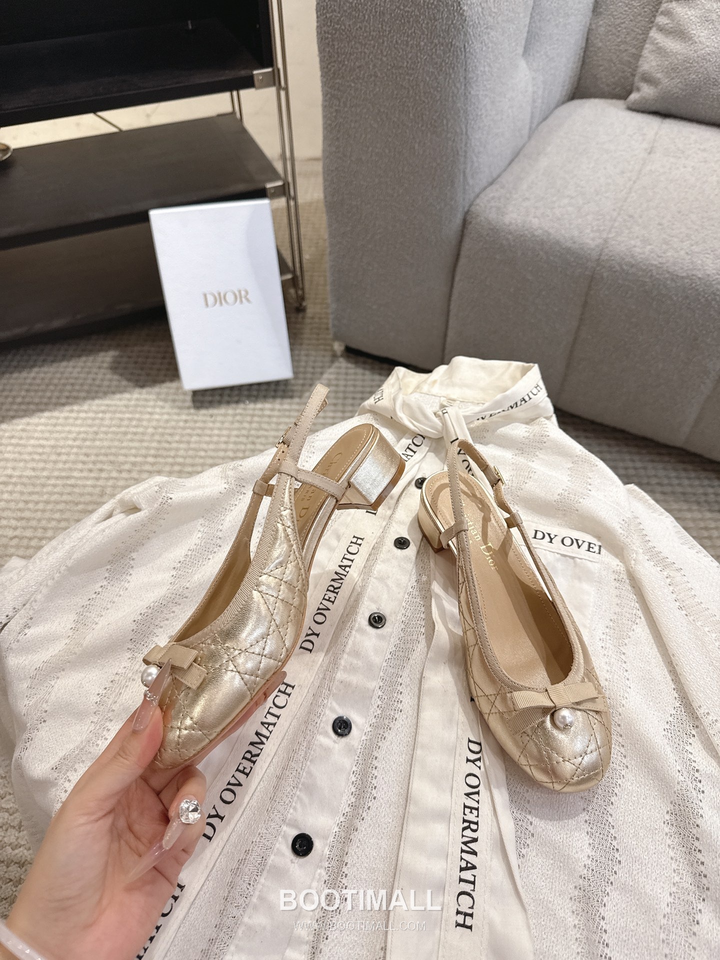 Dior CD Pearl Quilted Lambskin Ballet Flat Shoes 디올 CD 펄 퀼팅 램스킨 발레 플랫 슈즈 3