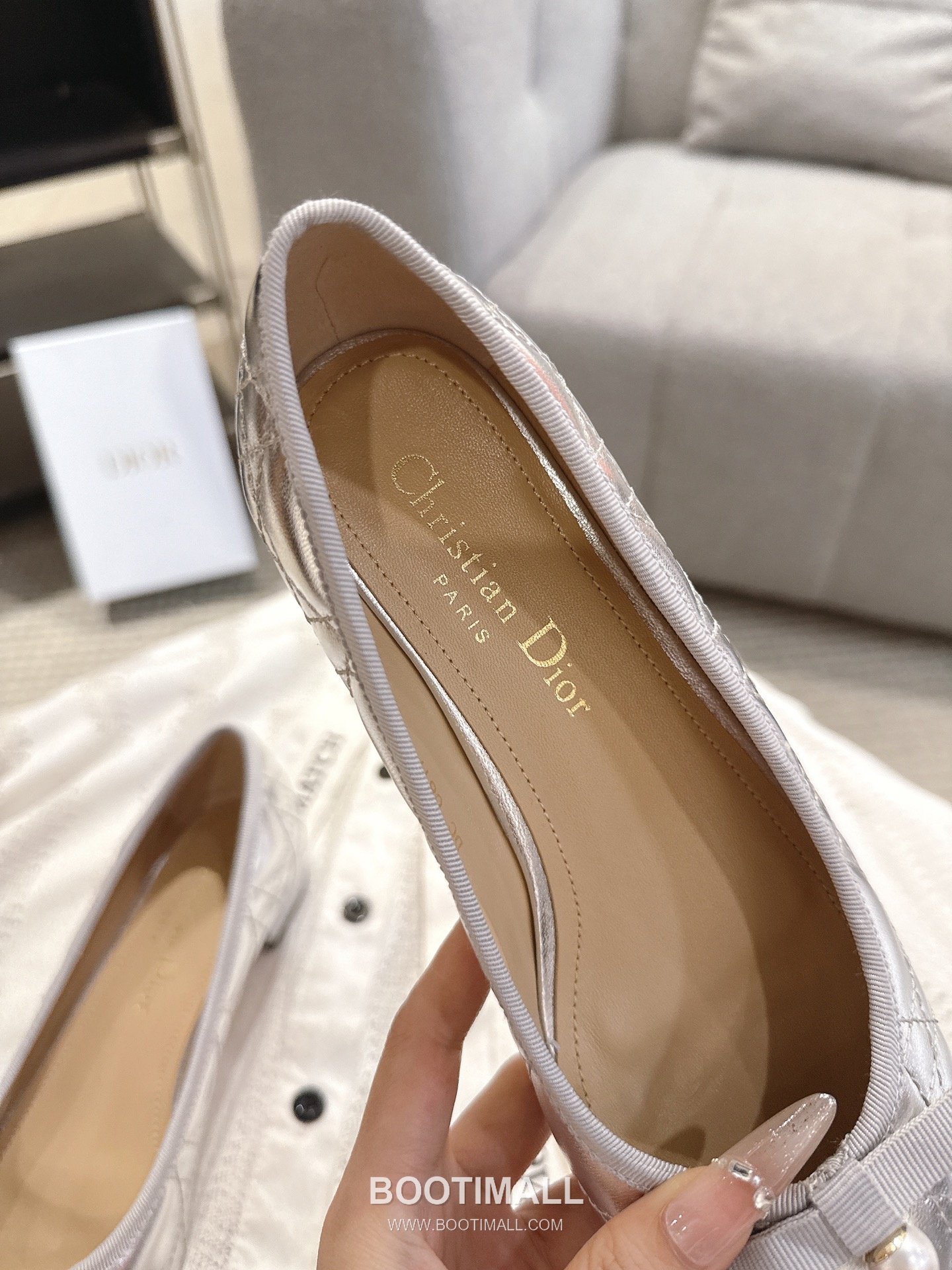 Dior CD Pearl Quilted Lambskin Ballet Flat Shoes 디올 CD 펄 퀼팅 램스킨 발레 플랫 슈즈 5