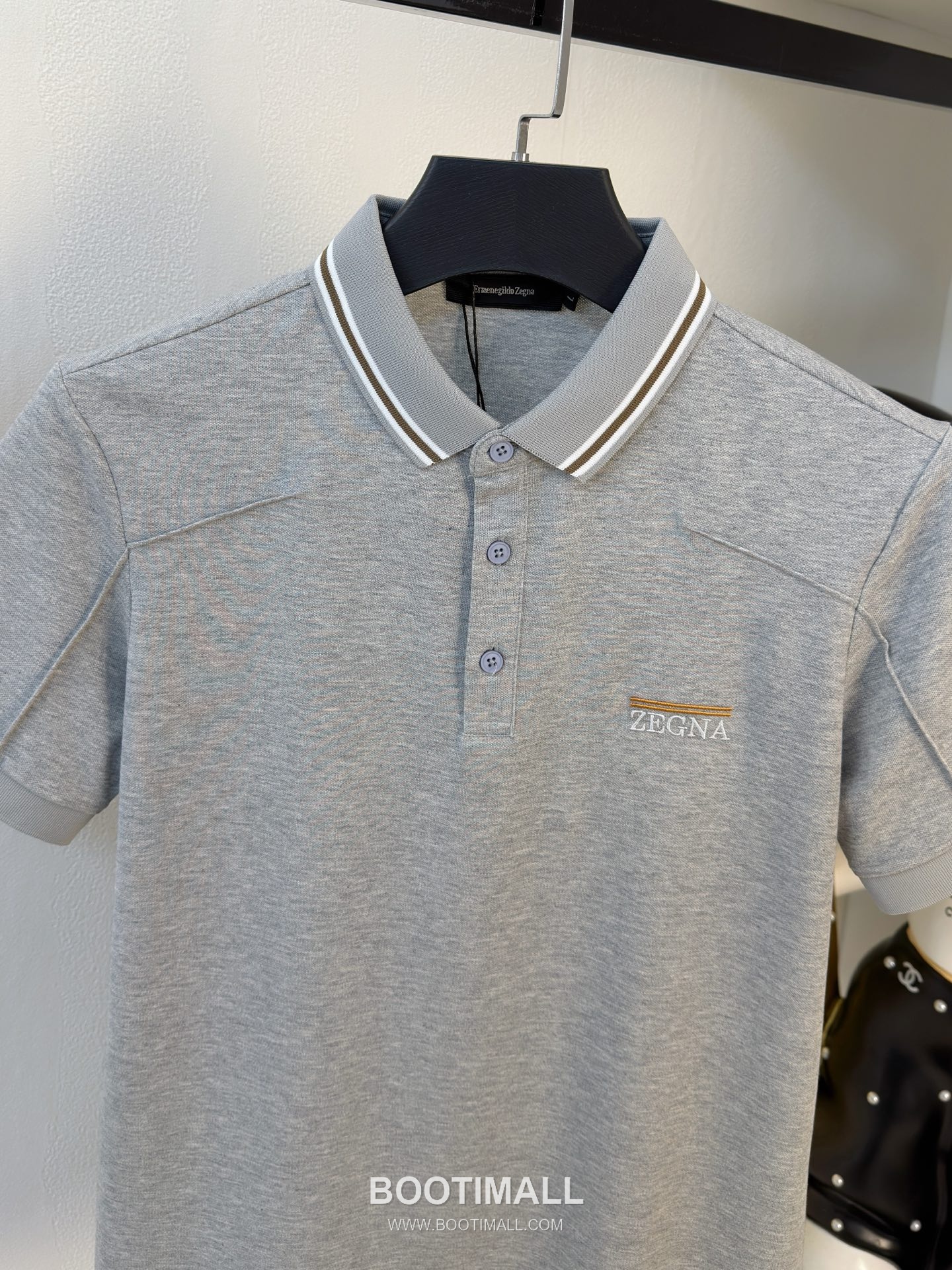 Zegna Logo Cotton Pique Polo Shirt White Navy 제냐 로고 코튼 피케 폴로 셔츠 화이트 네이비 3