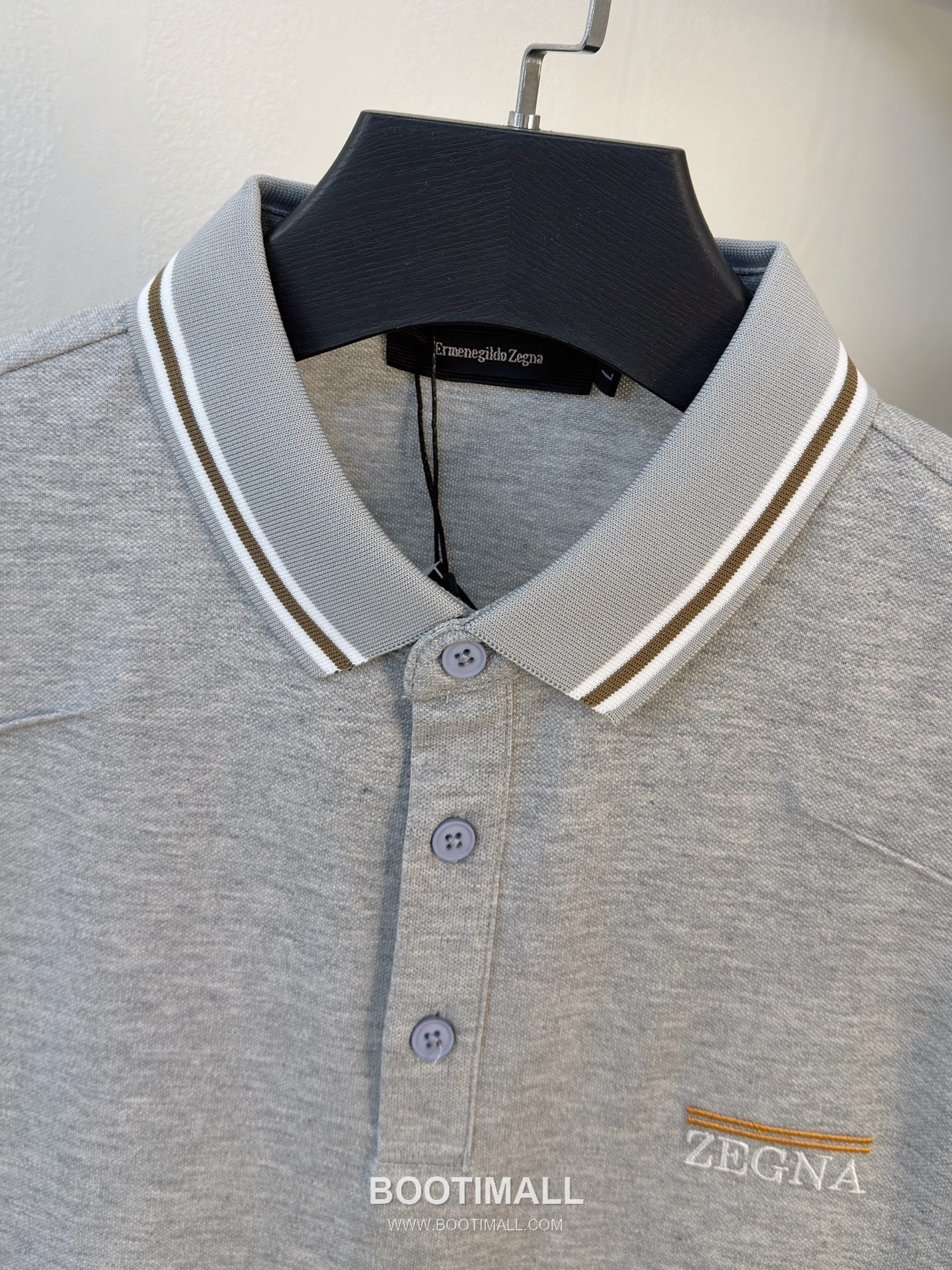 Zegna Logo Cotton Pique Polo Shirt White Navy 제냐 로고 코튼 피케 폴로 셔츠 화이트 네이비 4