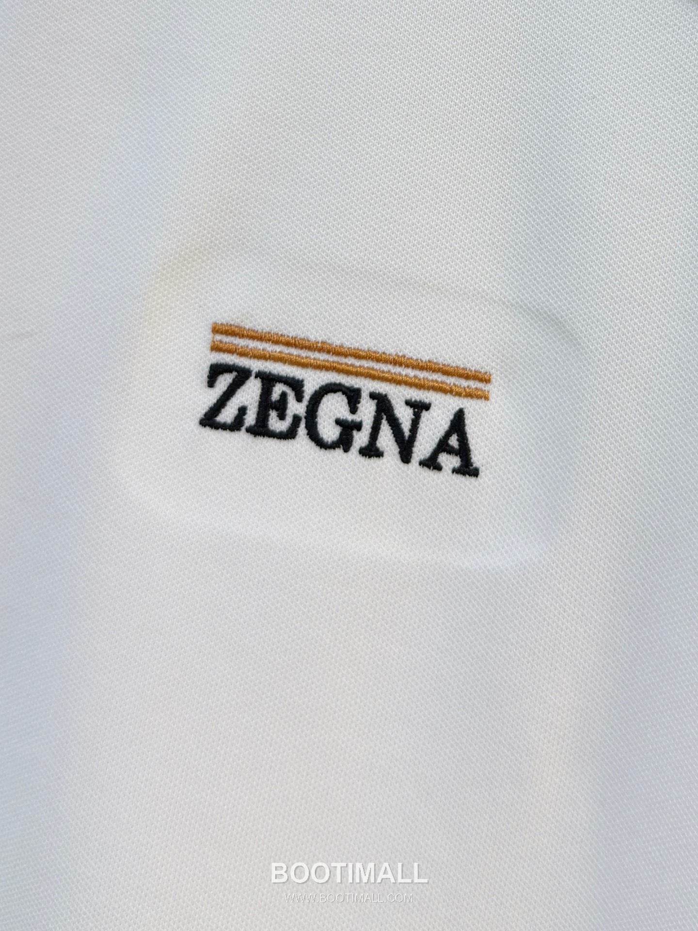 Zegna Logo Cotton Pique Polo Shirt White Navy 제냐 로고 코튼 피케 폴로 셔츠 화이트 네이비 5