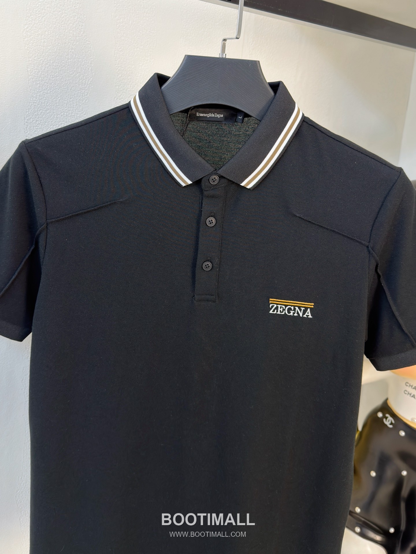 Zegna Logo Cotton Pique Polo Shirt White Navy 제냐 로고 코튼 피케 폴로 셔츠 화이트 네이비 2