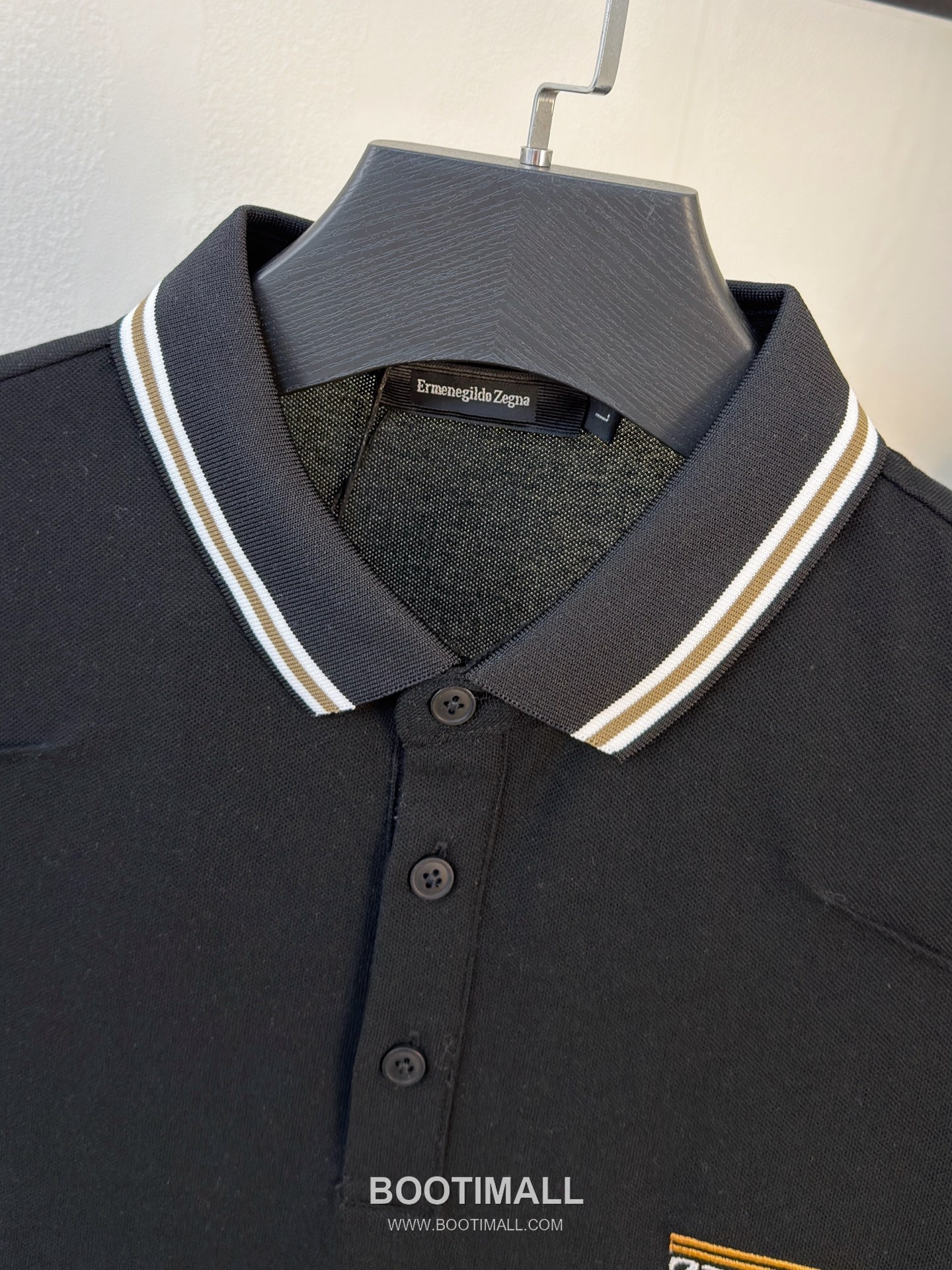 Zegna Logo Cotton Pique Polo Shirt White Navy 제냐 로고 코튼 피케 폴로 셔츠 화이트 네이비 3