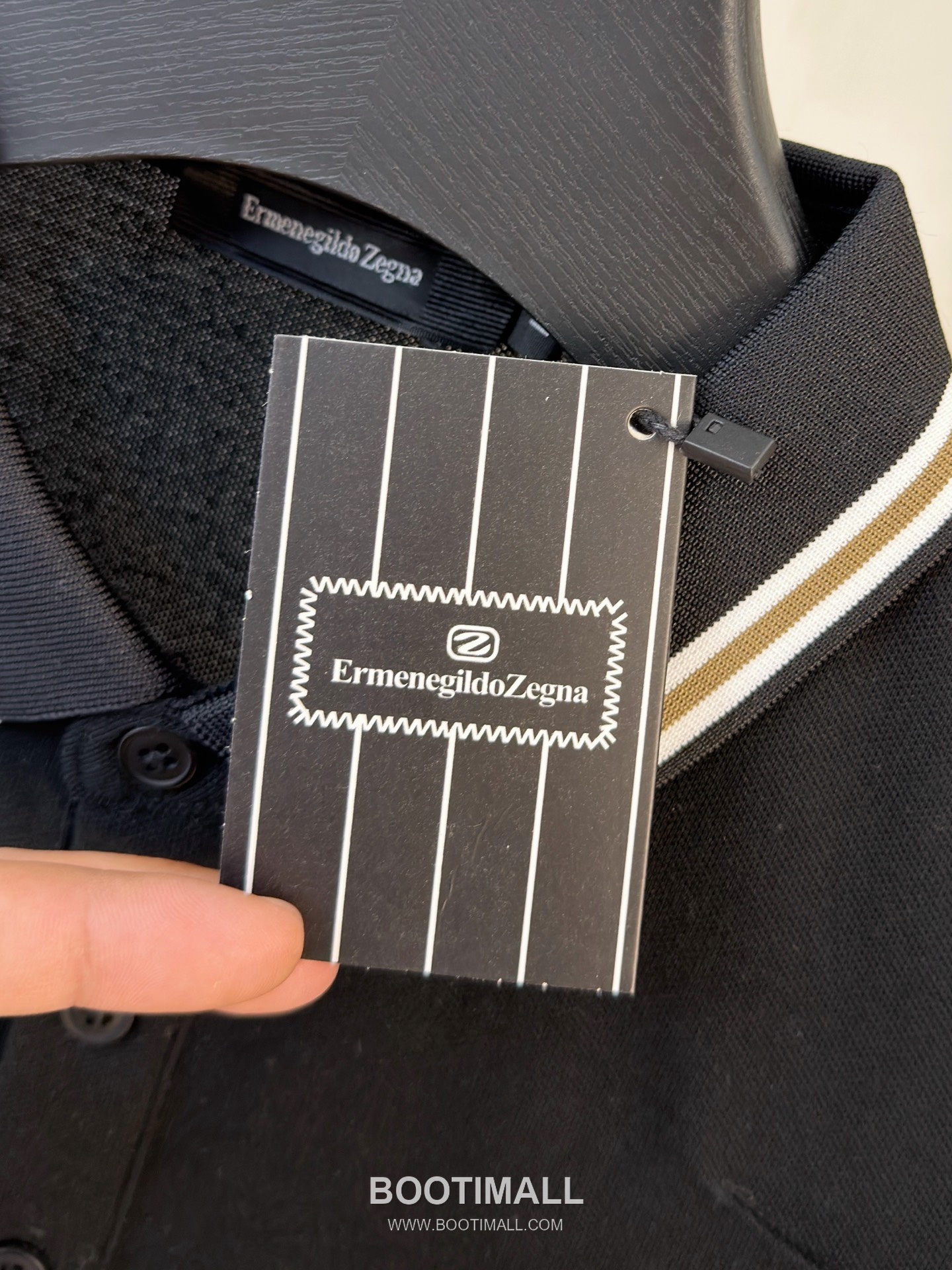 Zegna Logo Cotton Pique Polo Shirt White Navy 제냐 로고 코튼 피케 폴로 셔츠 화이트 네이비 4