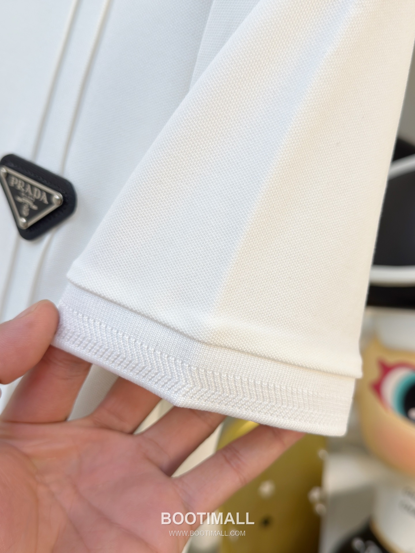 Prada Logo Pique Cotton Polo Shirt Black White 프라다 로고 피케 코튼 폴로 셔츠 블랙 화이트 7