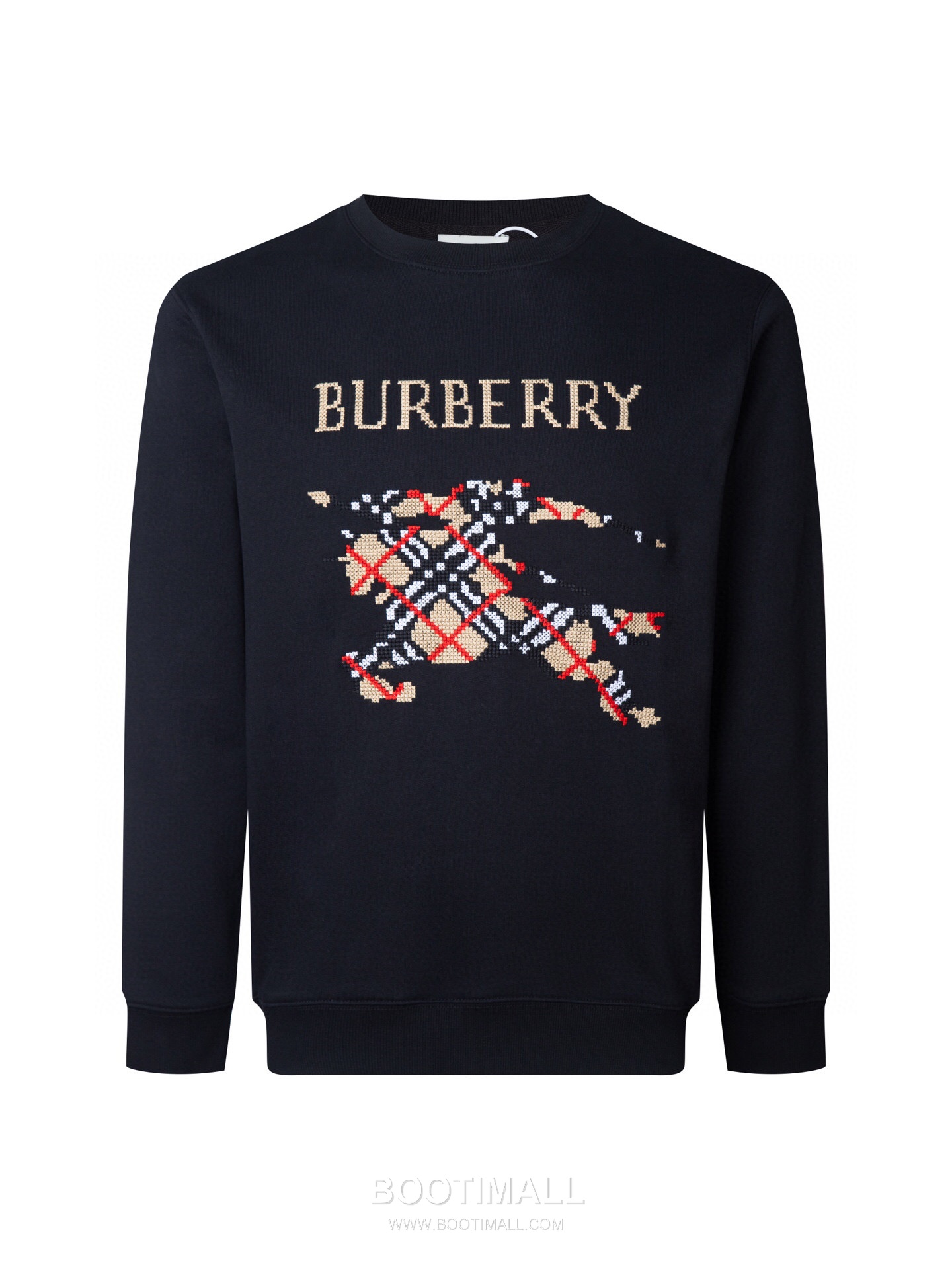 Burberry Equestrian Knight Embroidery Crew Neck Sweatshirt Black White 버버리 전마자수 라운드넥 맨투맨 블랙 화이트 1