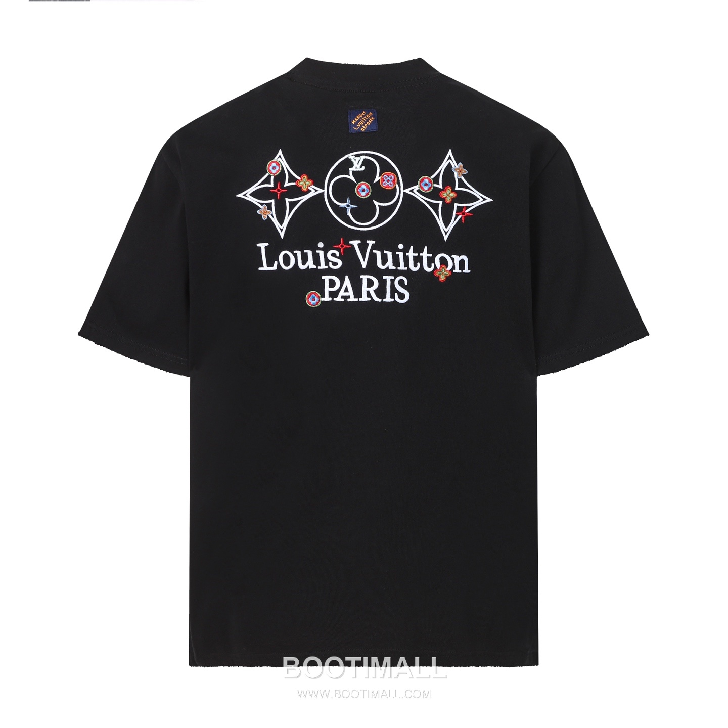 Louis Vuitton Monogram Flower Embroidery Distressed Cotton T-Shirt Black White 루이비통 모노그램 플라워 자수 디스트레스드 코튼 티셔츠 블랙 화이트 2