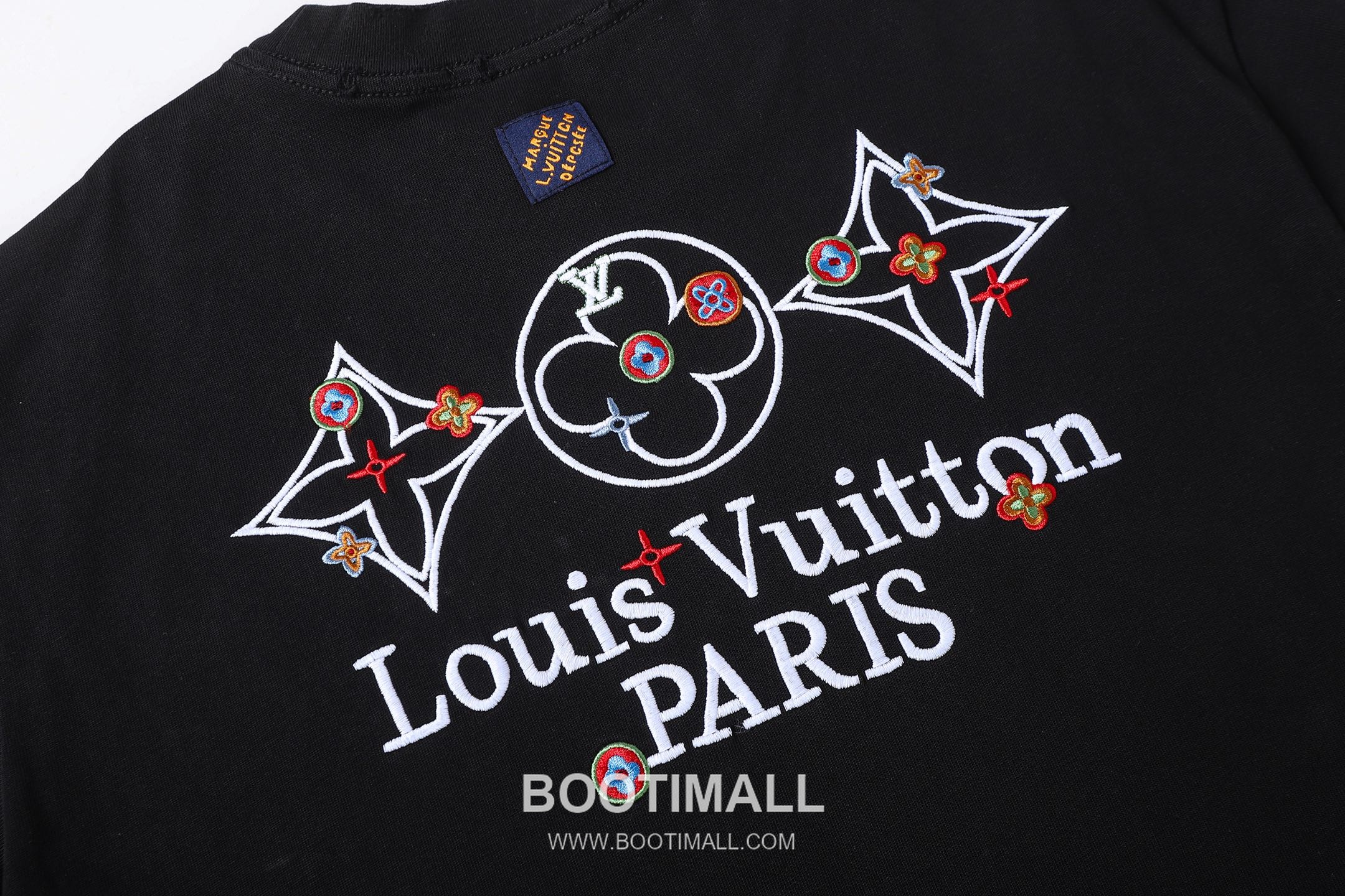 Louis Vuitton Monogram Flower Embroidery Distressed Cotton T-Shirt Black White 루이비통 모노그램 플라워 자수 디스트레스드 코튼 티셔츠 블랙 화이트 6