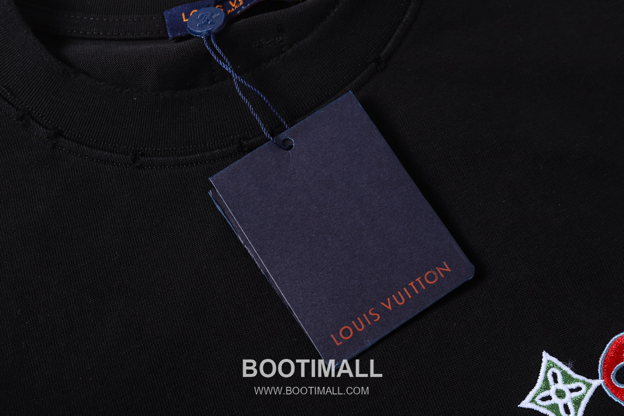 Louis Vuitton Monogram Flower Embroidery Distressed Cotton T-Shirt Black White 루이비통 모노그램 플라워 자수 디스트레스드 코튼 티셔츠 블랙 화이트 9