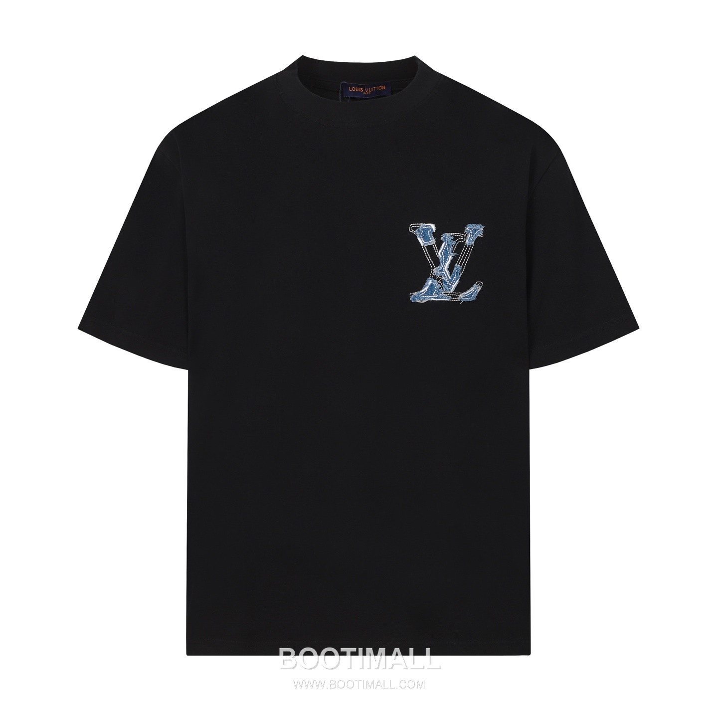 Louis Vuitton Denim Logo Embroidery Cotton T-Shirt Black White 루이비통 데님 로고 자수 코튼 티셔츠 블랙 화이트 1