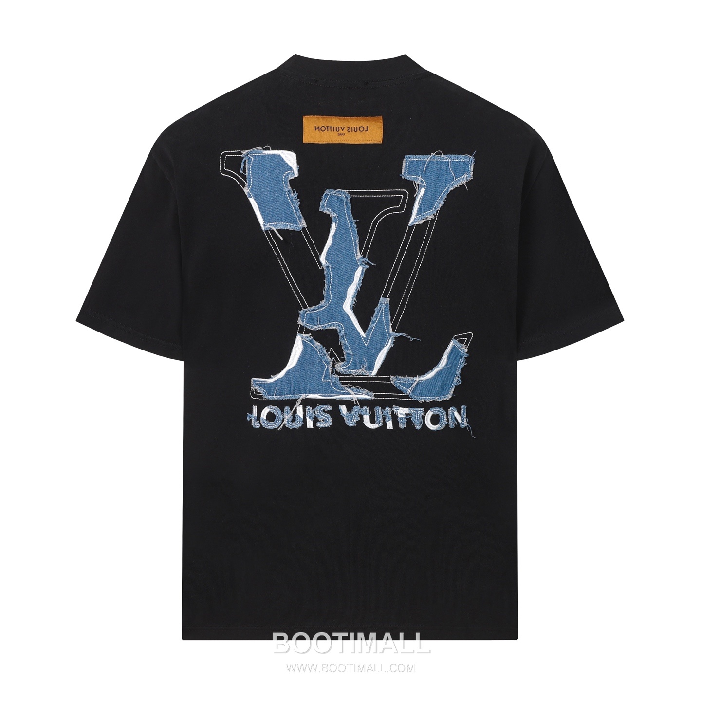 Louis Vuitton Denim Logo Embroidery Cotton T-Shirt Black White 루이비통 데님 로고 자수 코튼 티셔츠 블랙 화이트 2