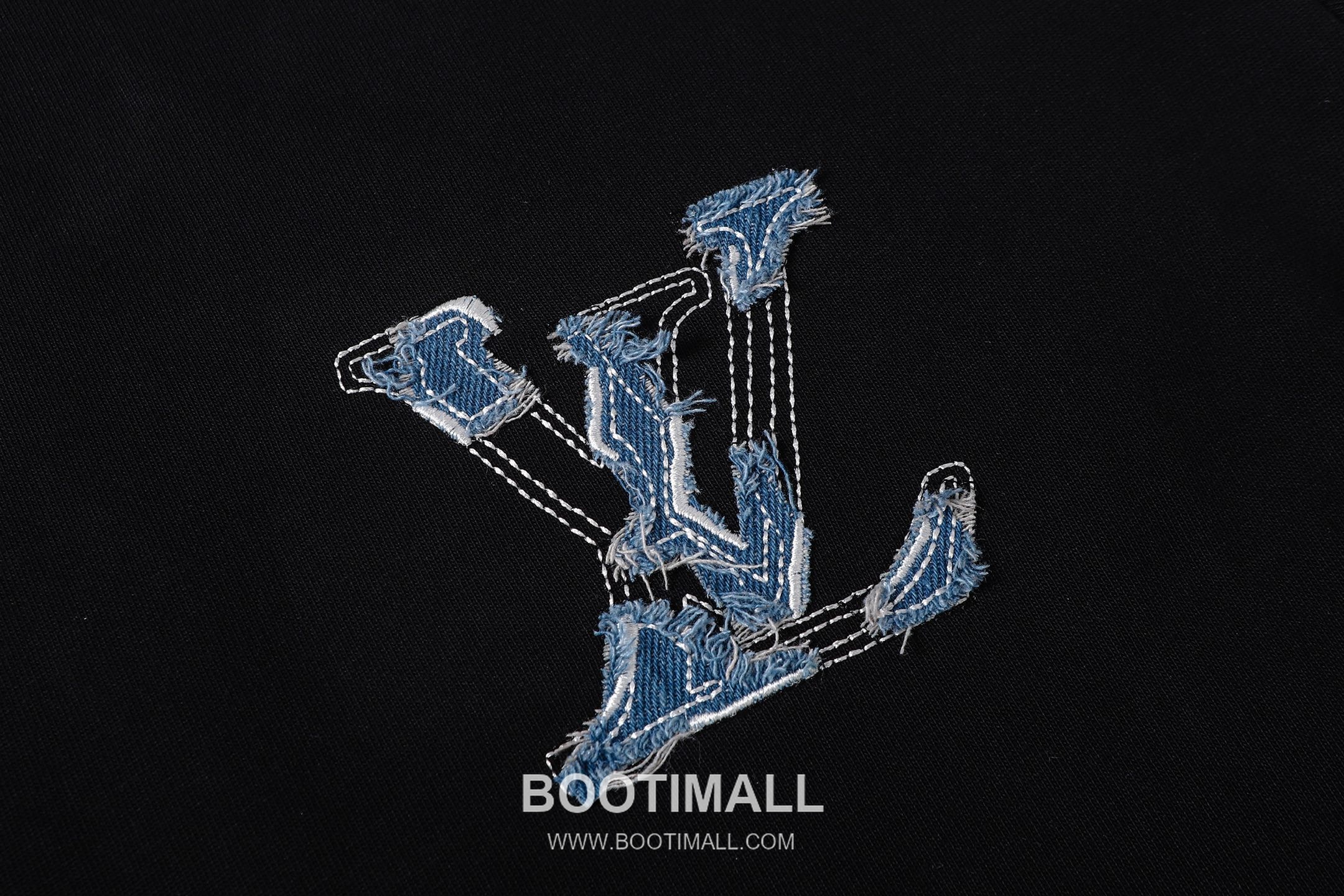 Louis Vuitton Denim Logo Embroidery Cotton T-Shirt Black White 루이비통 데님 로고 자수 코튼 티셔츠 블랙 화이트 5