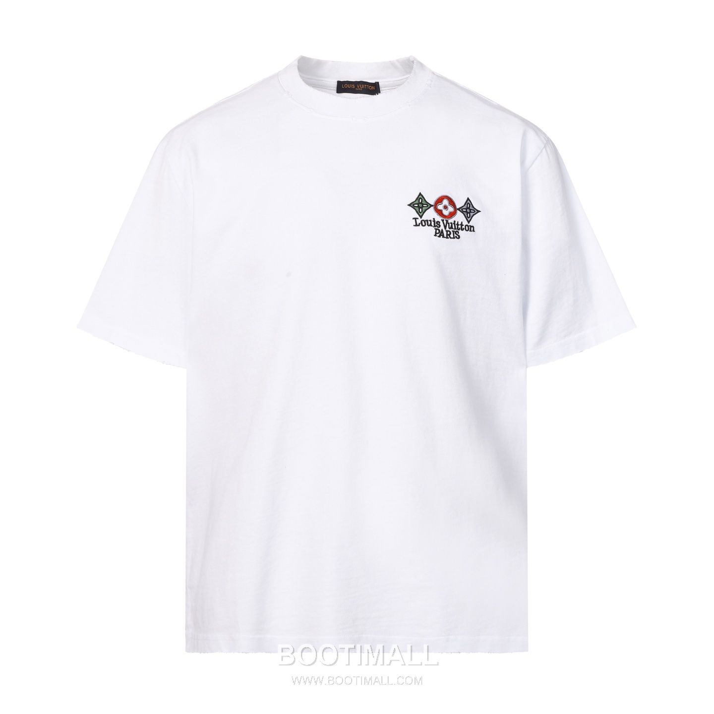 Louis Vuitton Monogram Flower Embroidery Distressed Cotton T-Shirt Black White 루이비통 모노그램 플라워 자수 디스트레스드 코튼 티셔츠 블랙 화이트 1