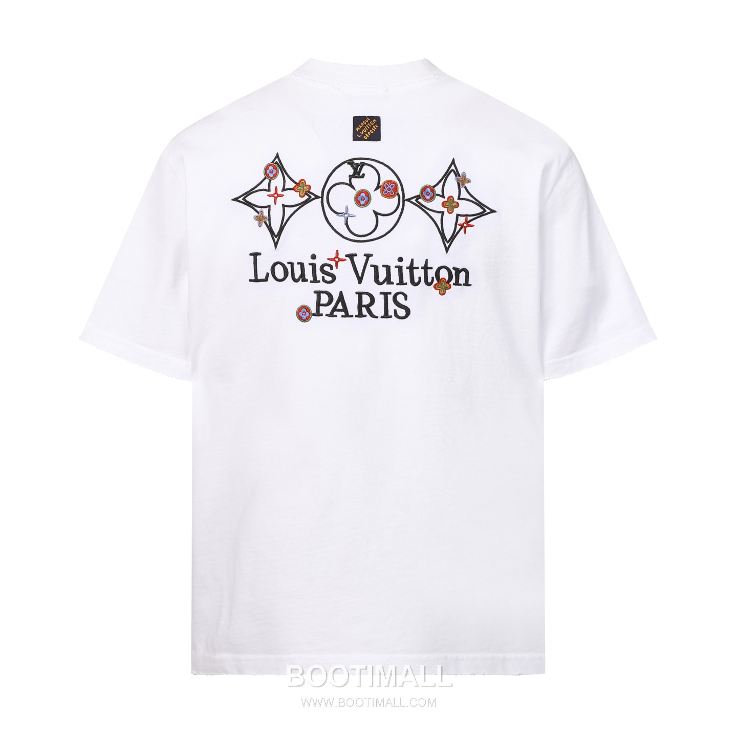 Louis Vuitton Monogram Flower Embroidery Distressed Cotton T-Shirt Black White 루이비통 모노그램 플라워 자수 디스트레스드 코튼 티셔츠 블랙 화이트 2