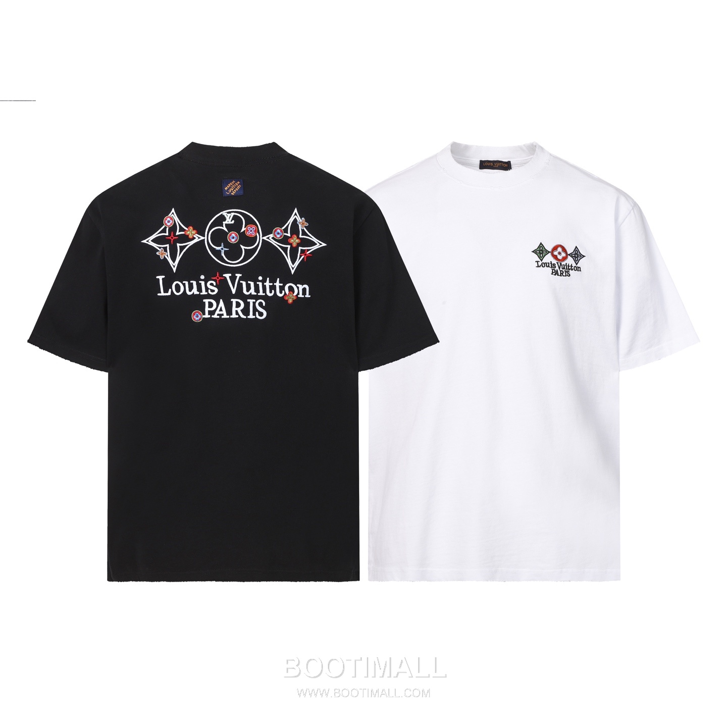 Louis Vuitton Monogram Flower Embroidery Distressed Cotton T-Shirt Black White 루이비통 모노그램 플라워 자수 디스트레스드 코튼 티셔츠 블랙 화이트 9