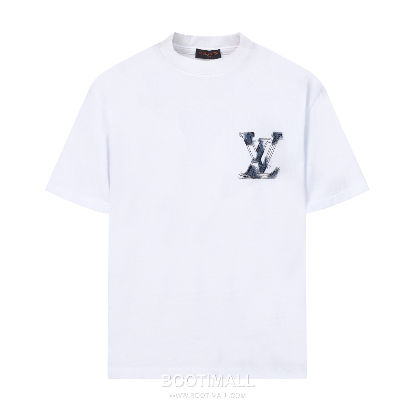Louis Vuitton Denim Logo Embroidery Cotton T-Shirt Black White 루이비통 데님 로고 자수 코튼 티셔츠 블랙 화이트 1
