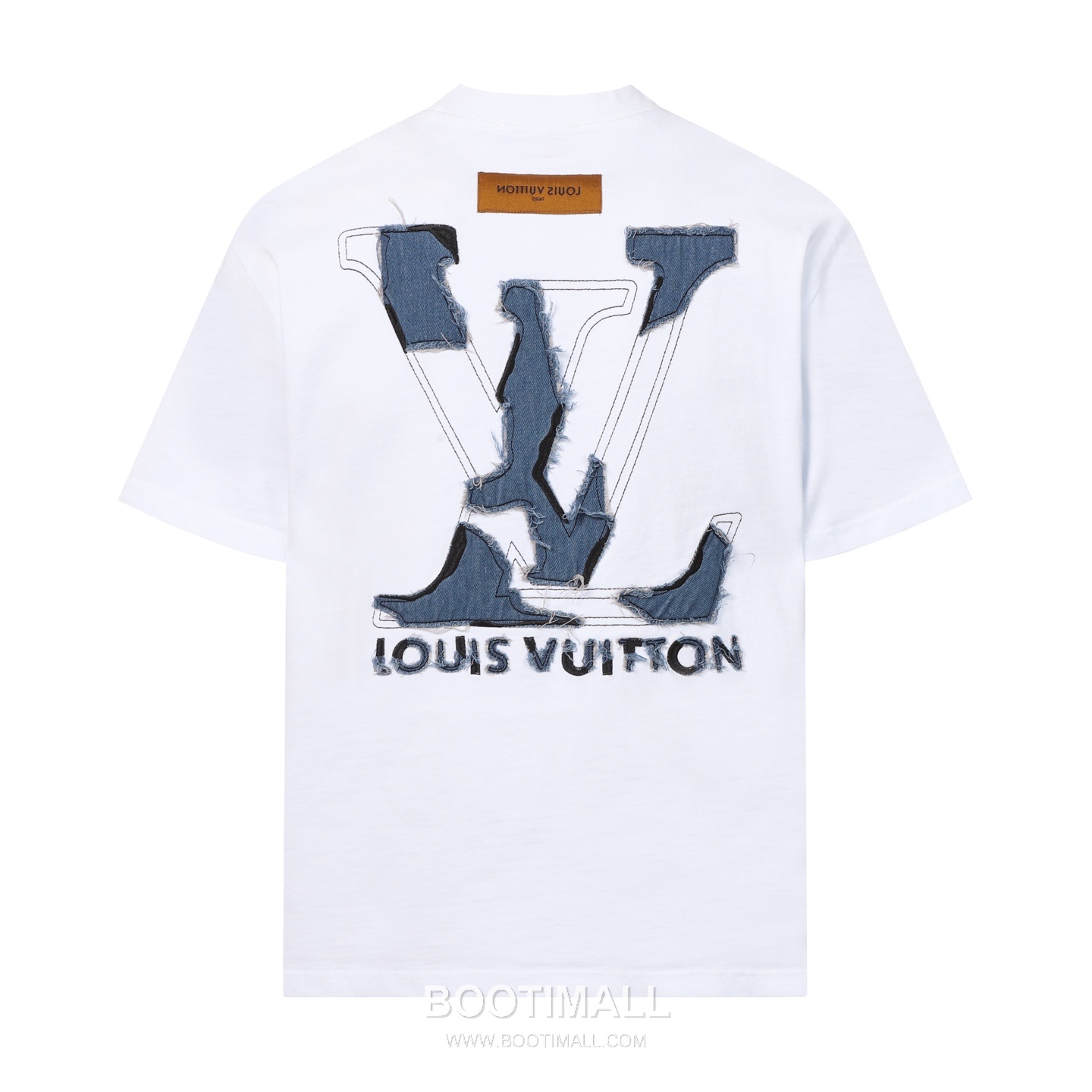 Louis Vuitton Denim Logo Embroidery Cotton T-Shirt Black White 루이비통 데님 로고 자수 코튼 티셔츠 블랙 화이트 2