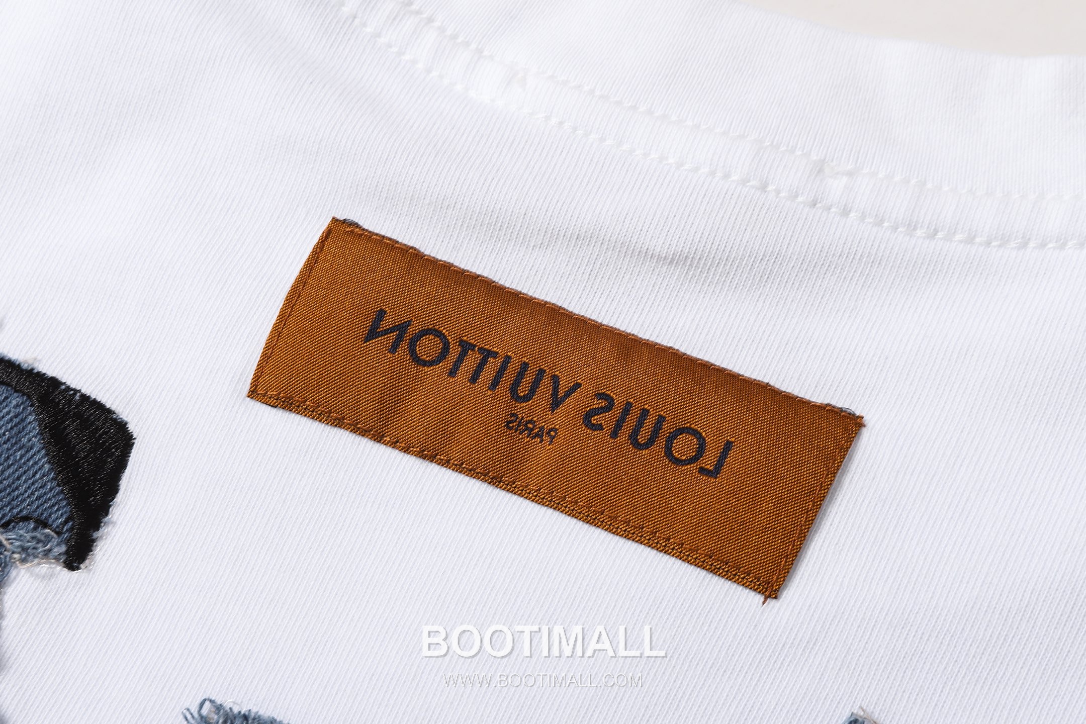 Louis Vuitton Denim Logo Embroidery Cotton T-Shirt Black White 루이비통 데님 로고 자수 코튼 티셔츠 블랙 화이트 6