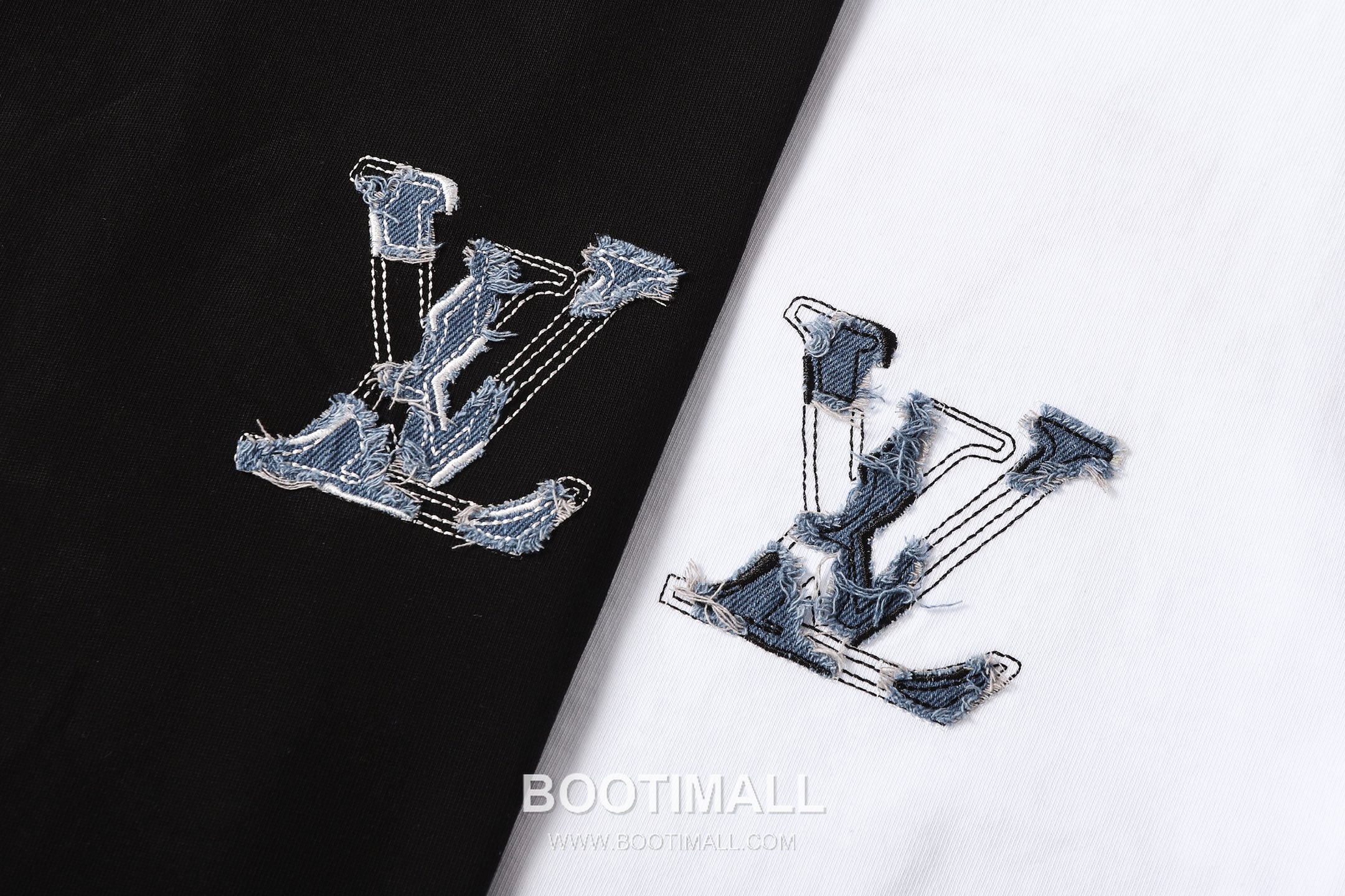 Louis Vuitton Denim Logo Embroidery Cotton T-Shirt Black White 루이비통 데님 로고 자수 코튼 티셔츠 블랙 화이트 8