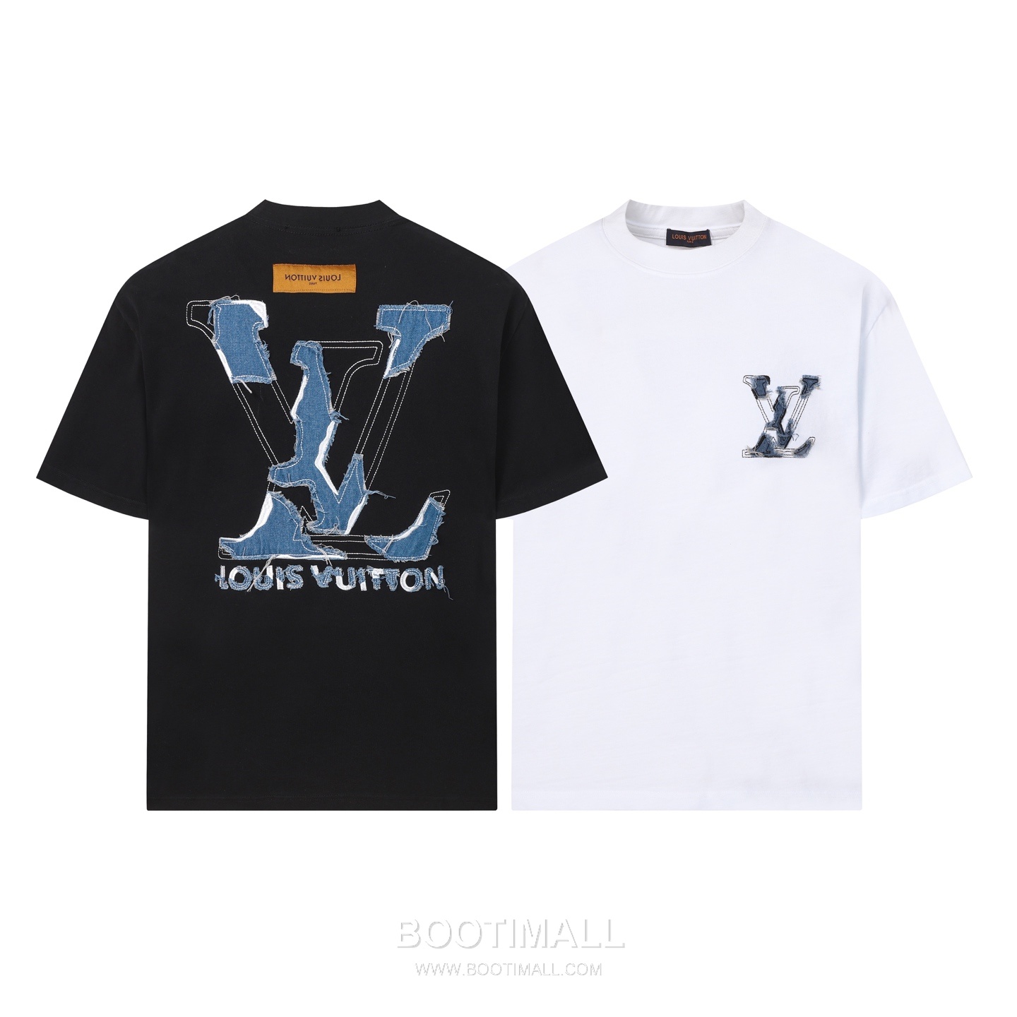 Louis Vuitton Denim Logo Embroidery Cotton T-Shirt Black White 루이비통 데님 로고 자수 코튼 티셔츠 블랙 화이트 9