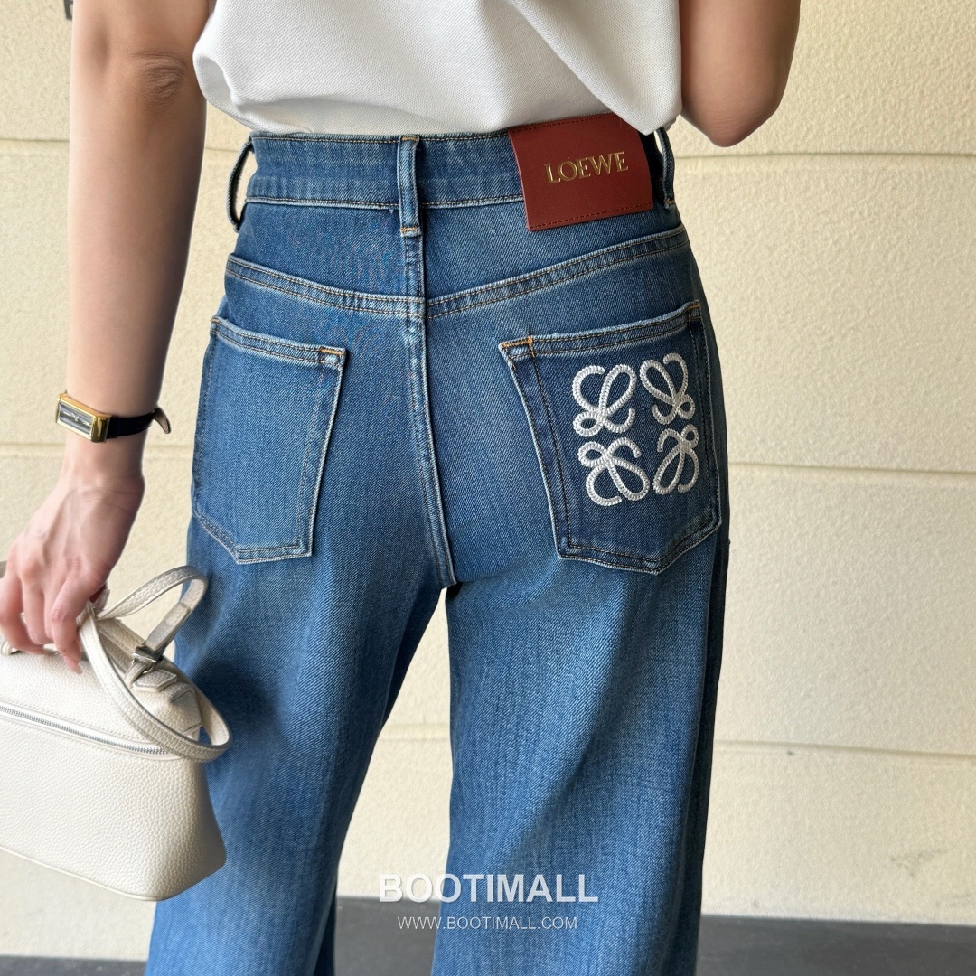 Loewe Anagram Embroidered Wide Leg Denim Jeans Blue 로에베 아나그램 자수 와이드 레그 데님 진 블루 14