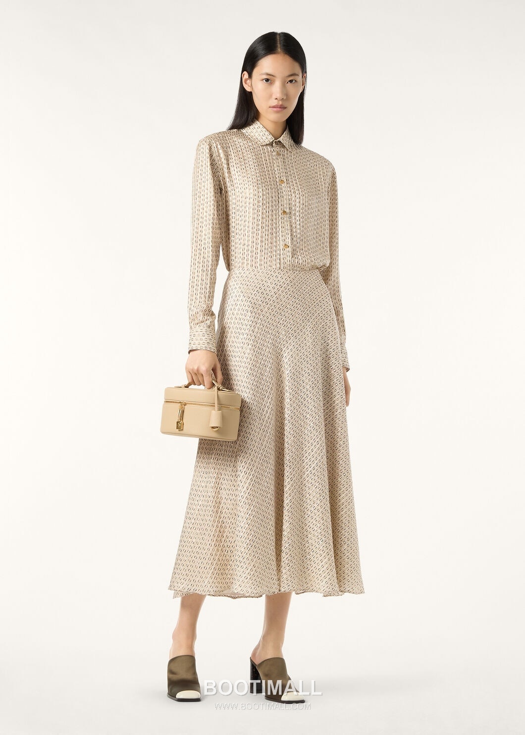 LP Thea Silk Blouse Geometric Print Gold Button 엘피 테아 실크 블라우스 기하학 프린트 골드 버튼 6