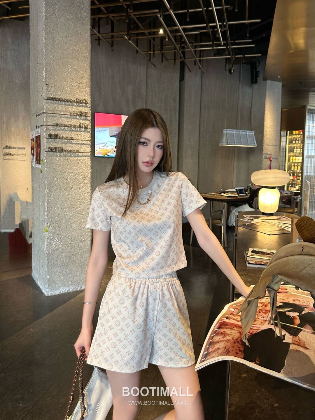 Louis Vuitton Monogram Pattern Cotton Blend Two-Piece Set Beige 루이비통 모노그램 패턴 코튼 블렌드 투피스 세트 베이지 19