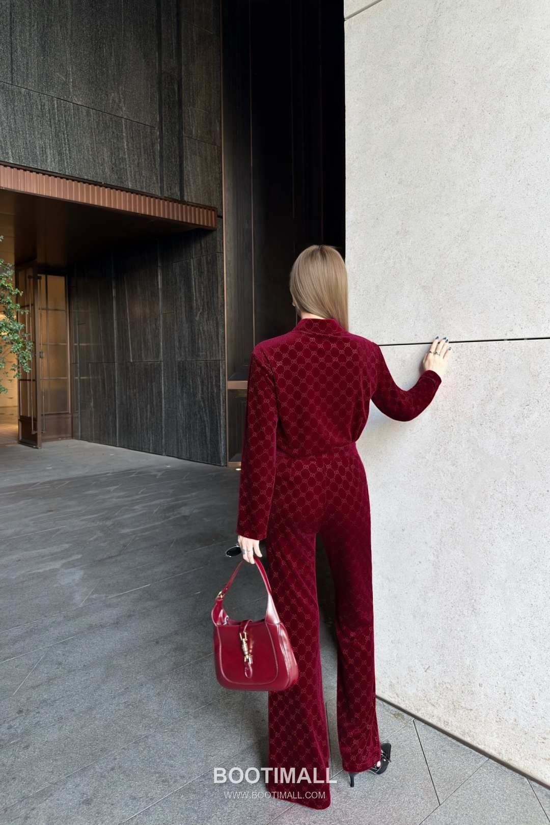 Gucci Velvet Jacquard Shirt Pants Set Burgundy 구찌 벨벳 자카드 셔츠 팬츠 세트 버건디 32