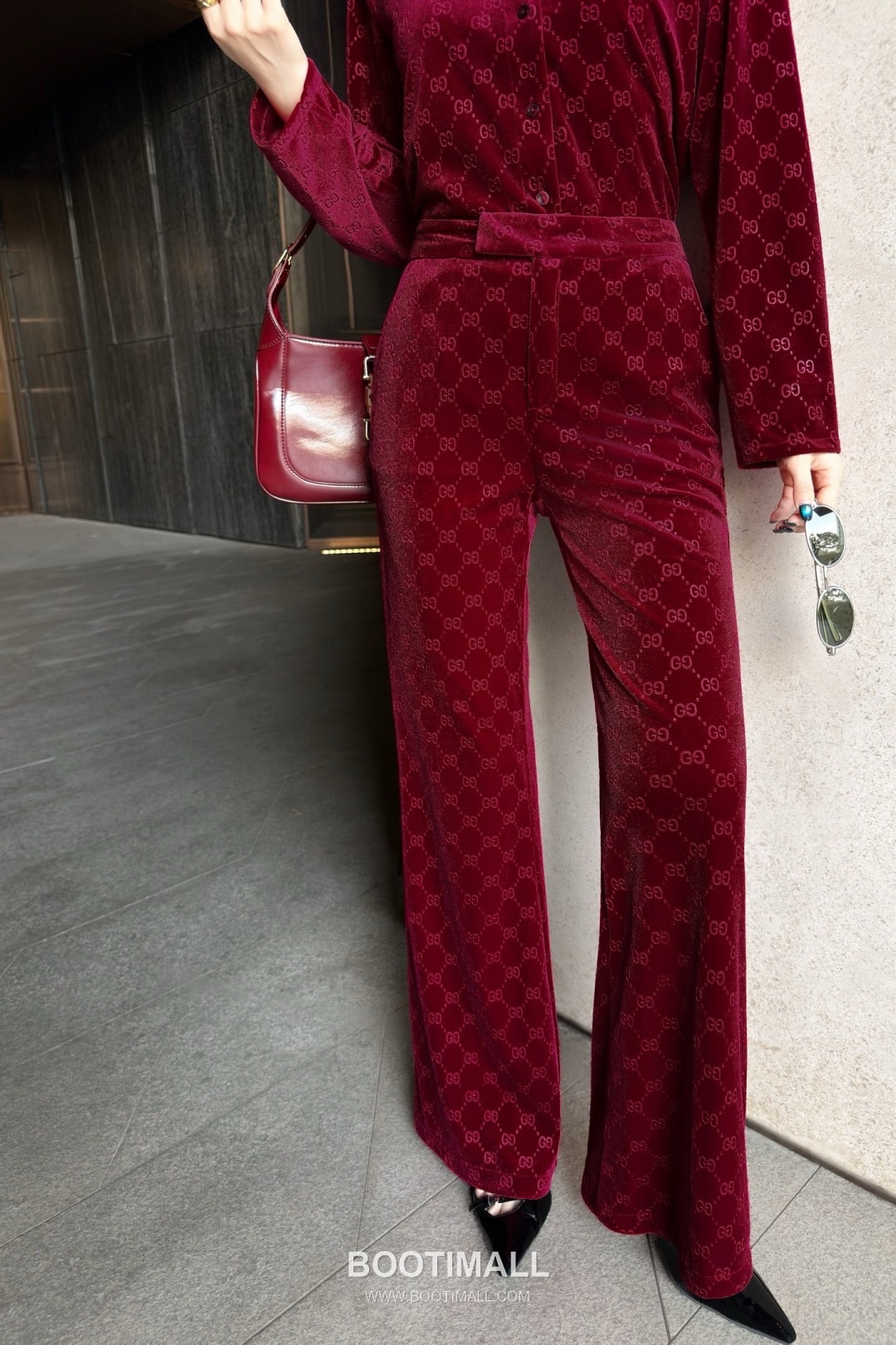 Gucci Velvet Jacquard Shirt Pants Set Burgundy 구찌 벨벳 자카드 셔츠 팬츠 세트 버건디 33