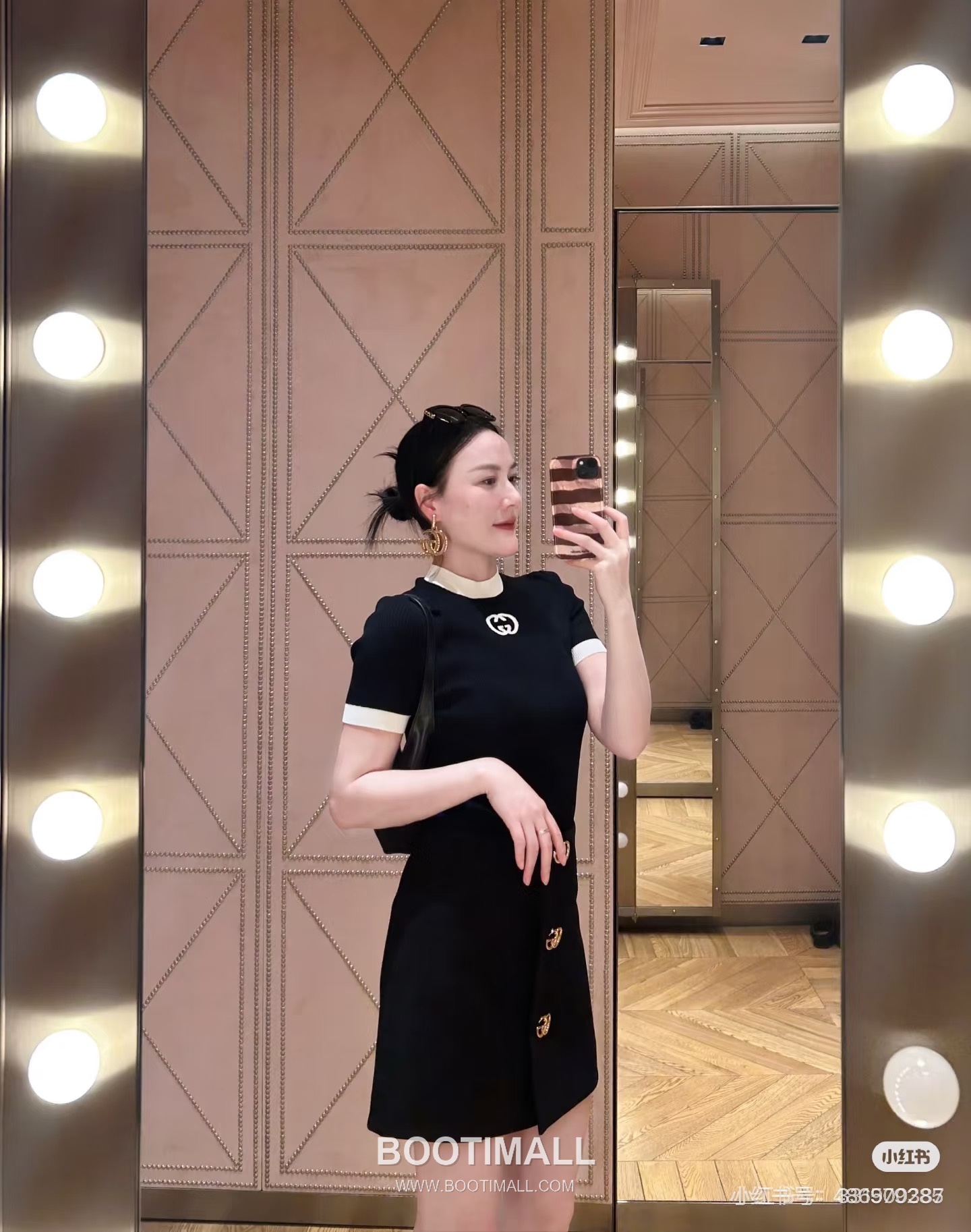 Gucci GG Logo Contrast Knit Short Sleeve Top Black White 구찌 GG 로고 콘트라스트 니트 반팔 티셔츠 블랙 화이트 5