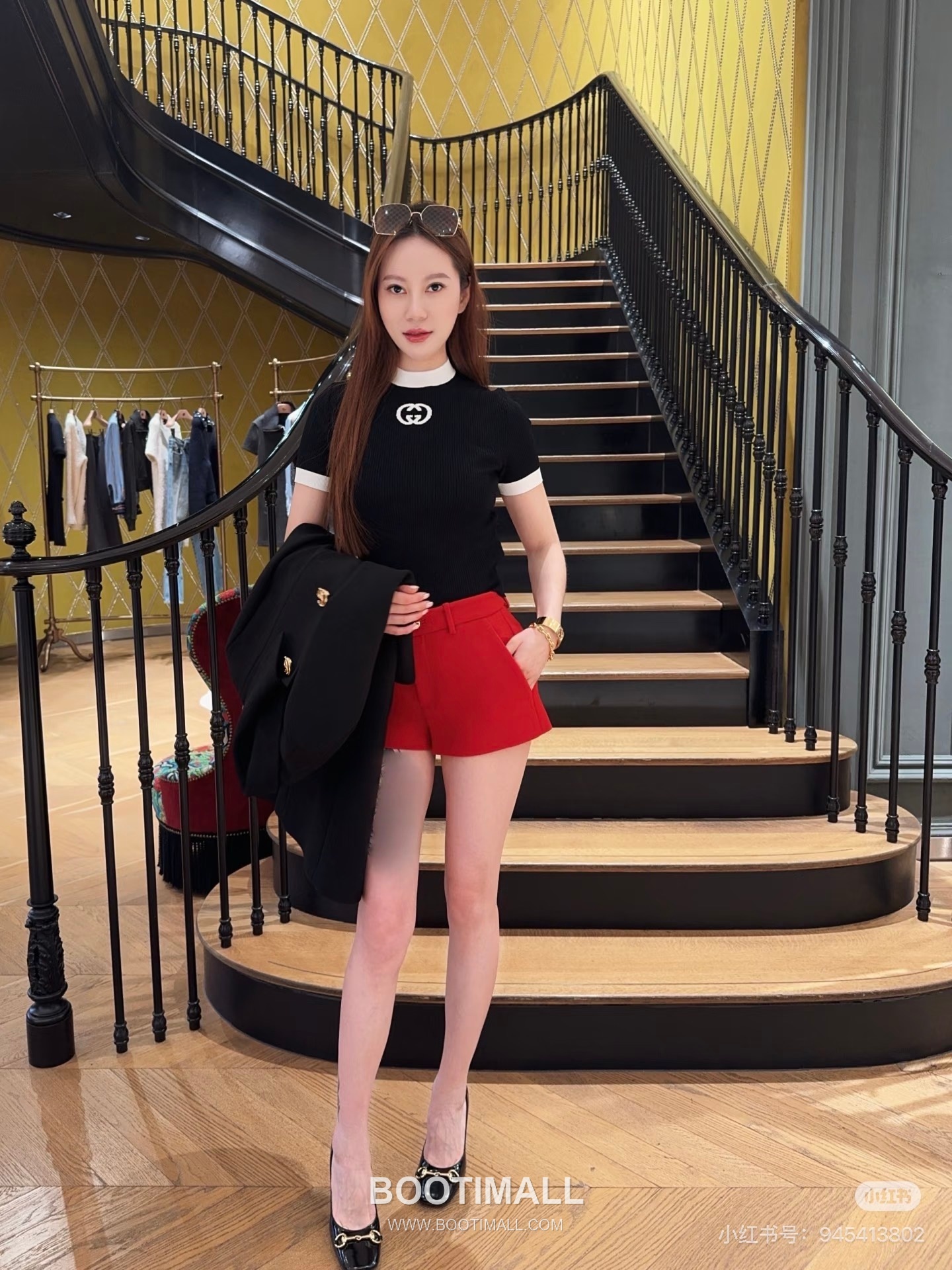 Gucci GG Logo Contrast Knit Short Sleeve Top Black White 구찌 GG 로고 콘트라스트 니트 반팔 티셔츠 블랙 화이트 7