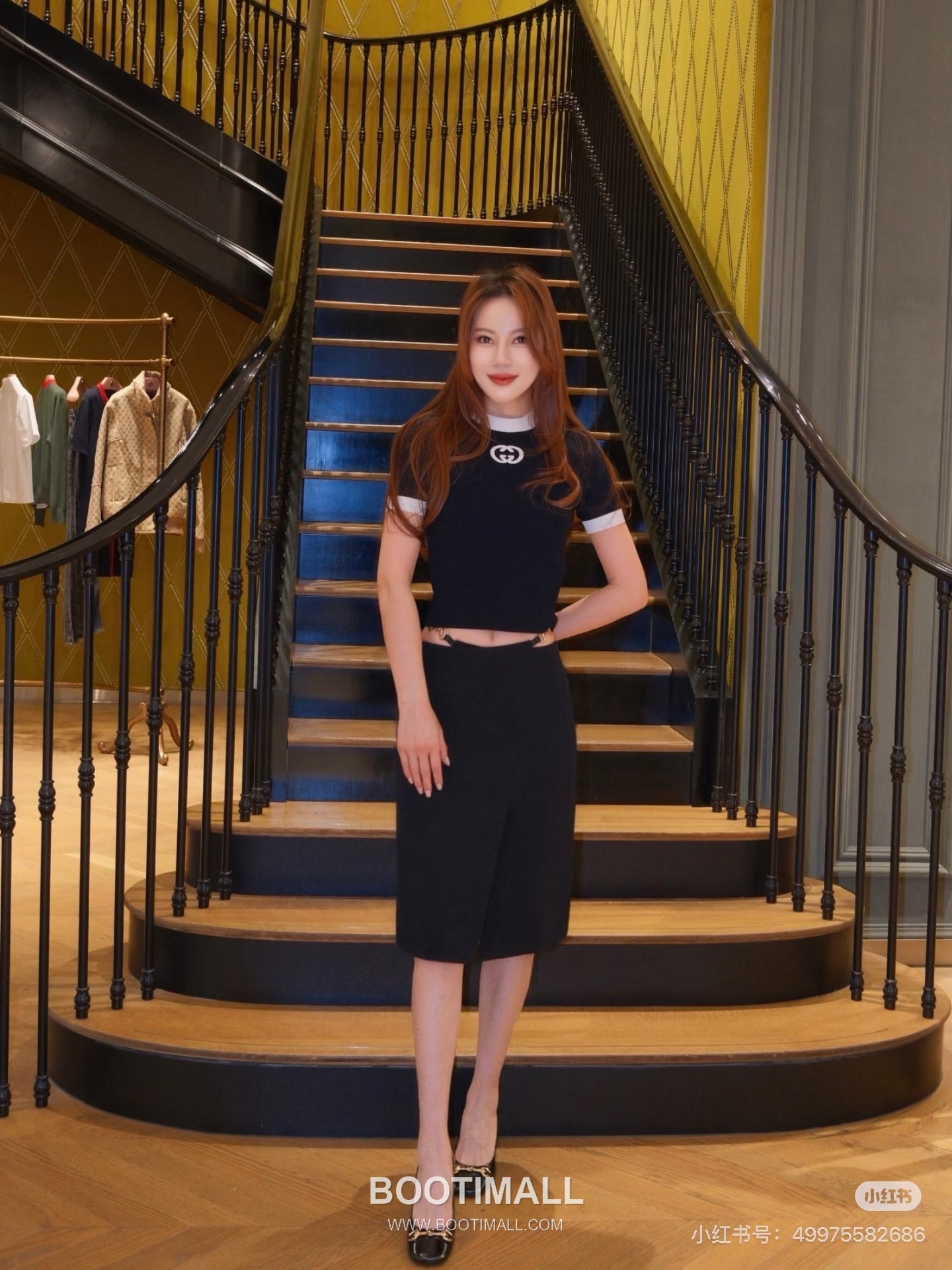 Gucci GG Logo Contrast Knit Short Sleeve Top Black White 구찌 GG 로고 콘트라스트 니트 반팔 티셔츠 블랙 화이트 8