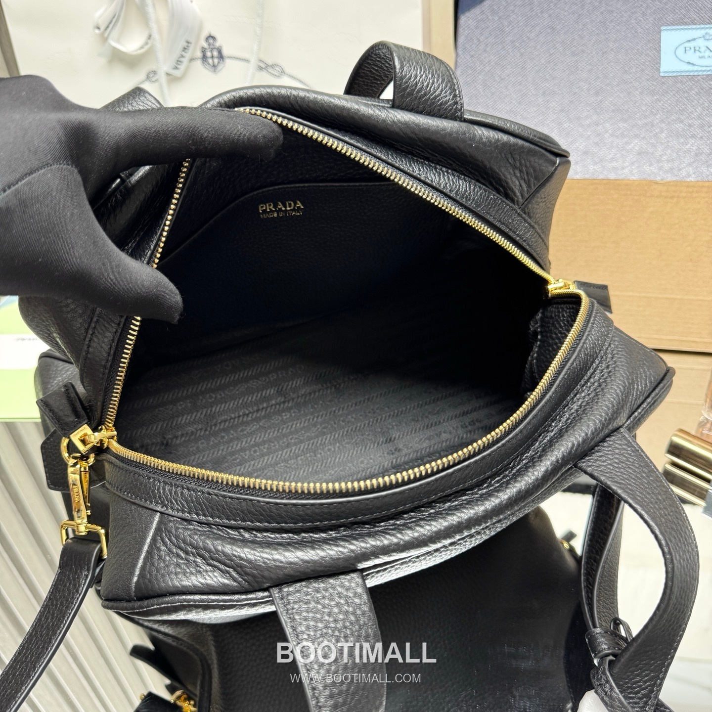 Prada Natural Grain Leather Black Top Handle Bag 프라다 1BB148 천연 그레인 레더 블랙 탑 핸들백 33cm 8