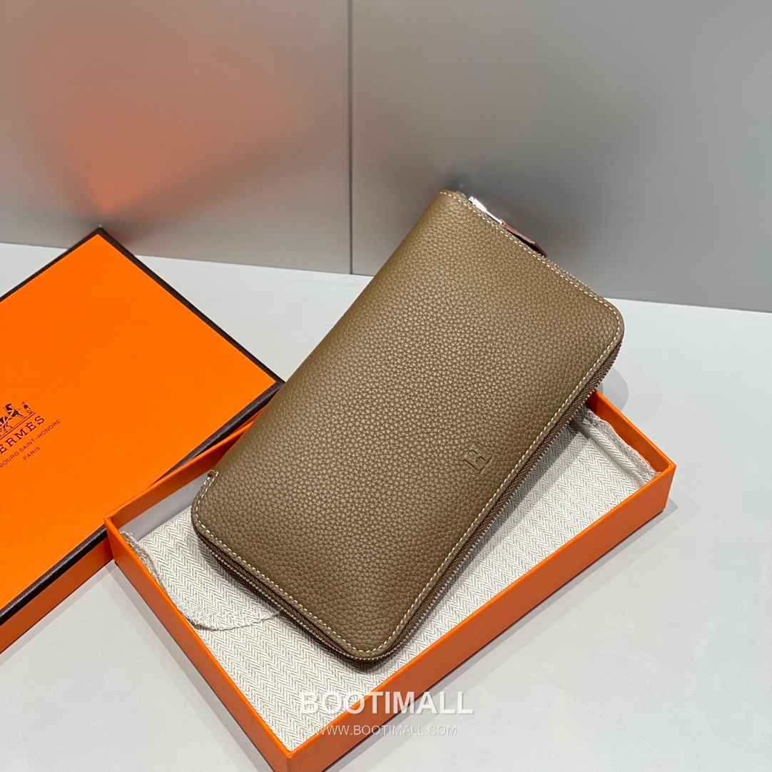 Hermes Togo Leather Etoupe Long Zip Wallet 에르메스 토고 엘레판트 그레이 짚업 장지갑 20cm 2