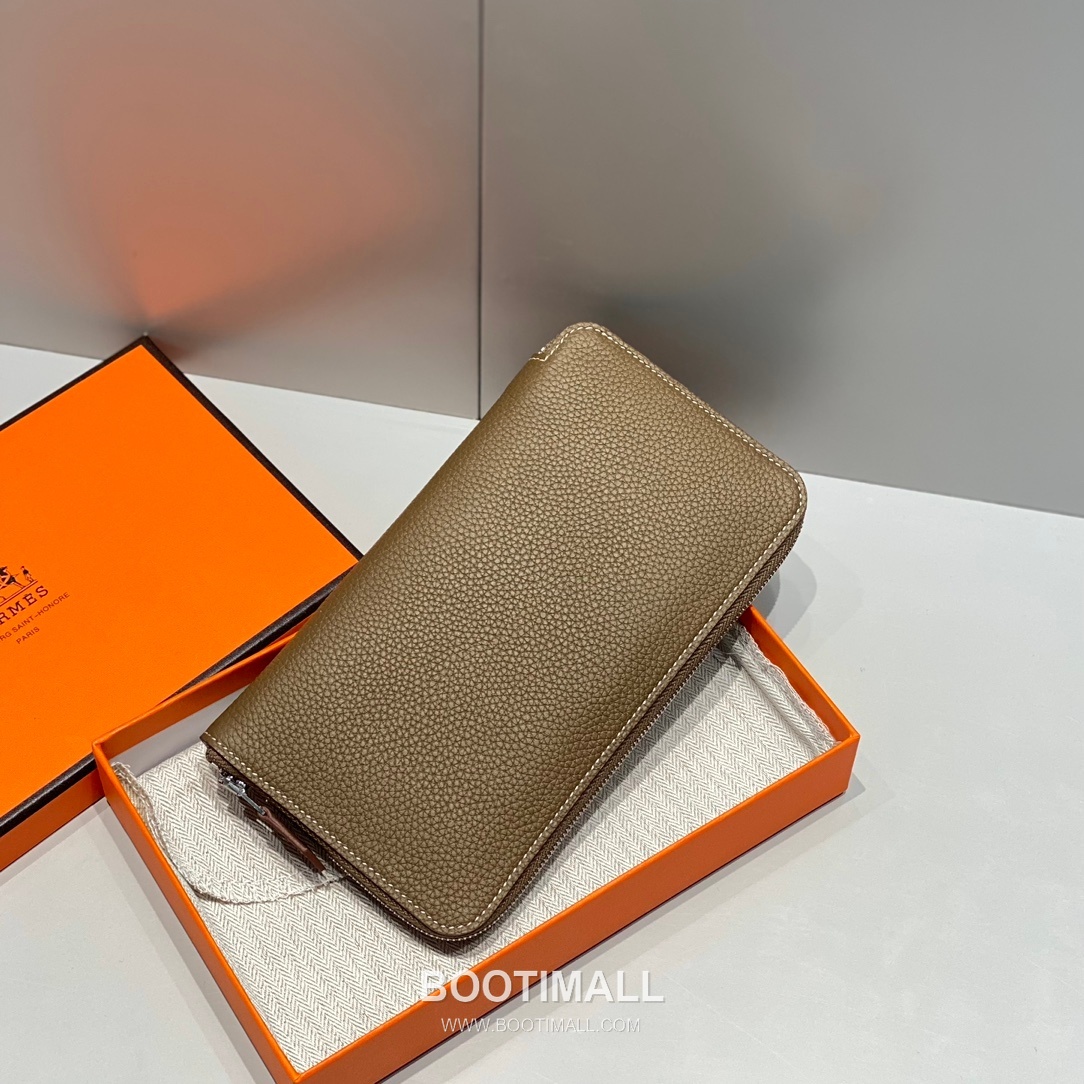 Hermes Togo Leather Etoupe Long Zip Wallet 에르메스 토고 엘레판트 그레이 짚업 장지갑 20cm 3