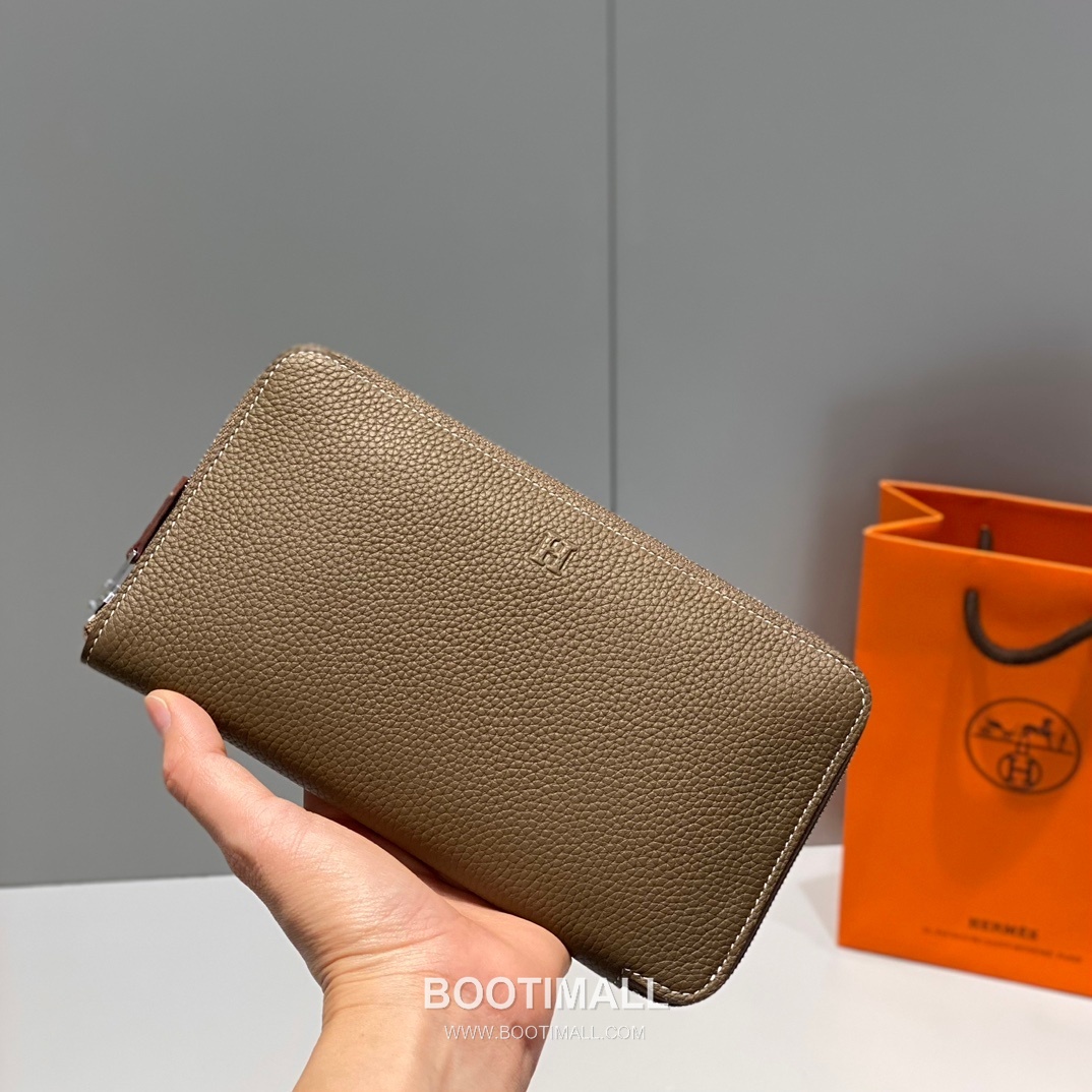 Hermes Togo Leather Etoupe Long Zip Wallet 에르메스 토고 엘레판트 그레이 짚업 장지갑 20cm 4