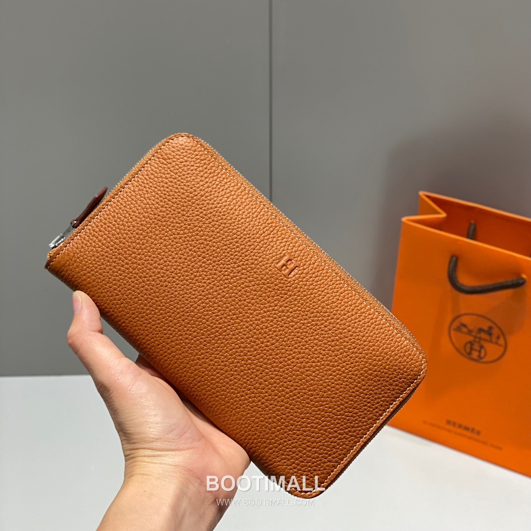 Hermes Togo Leather Etoupe Long Zip Wallet 에르메스 토고 엘레판트 그레이 짚업 장지갑 20cm 4