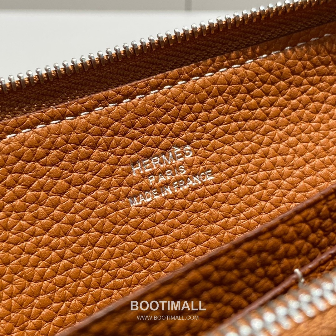 Hermes Togo Leather Etoupe Long Zip Wallet 에르메스 토고 엘레판트 그레이 짚업 장지갑 20cm 6