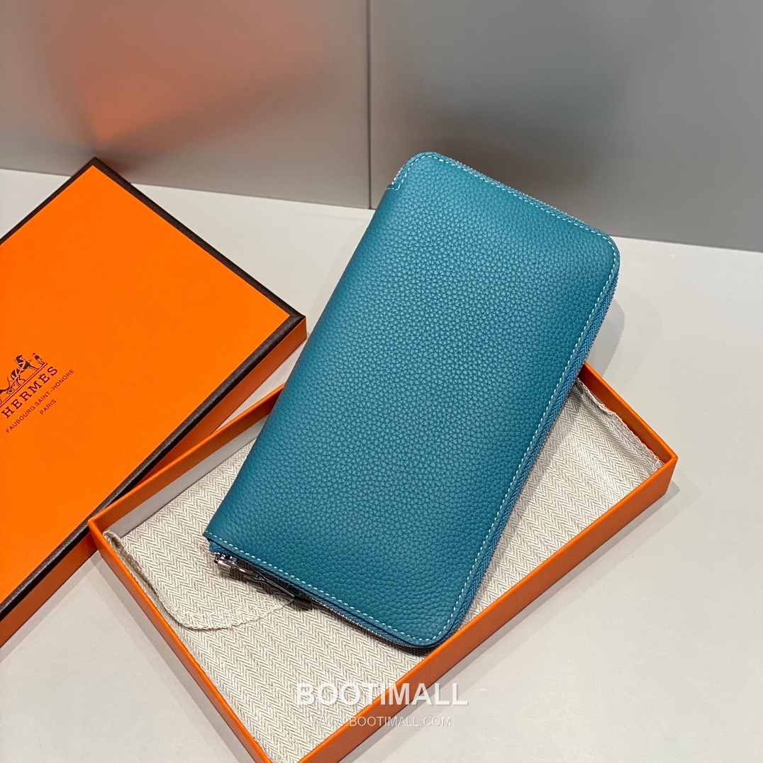 Hermes Togo Leather Denim Blue Long Zip Wallet 에르메스 토고 레더 덴님 블루 장지갑 20cm 3