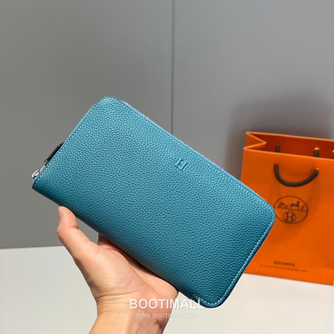 Hermes Togo Leather Denim Blue Long Zip Wallet 에르메스 토고 레더 덴님 블루 장지갑 20cm 4