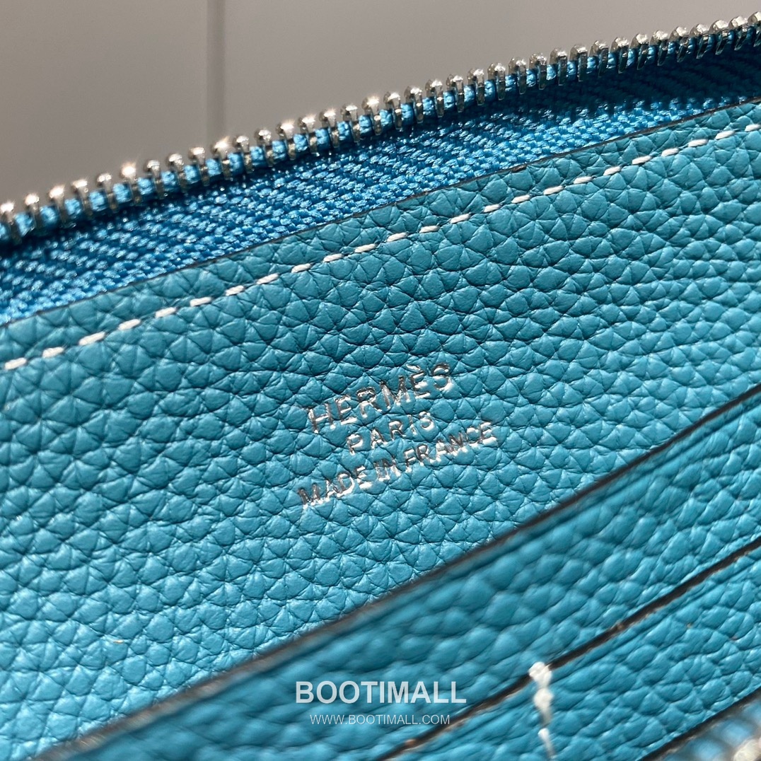 Hermes Togo Leather Denim Blue Long Zip Wallet 에르메스 토고 레더 덴님 블루 장지갑 20cm 7