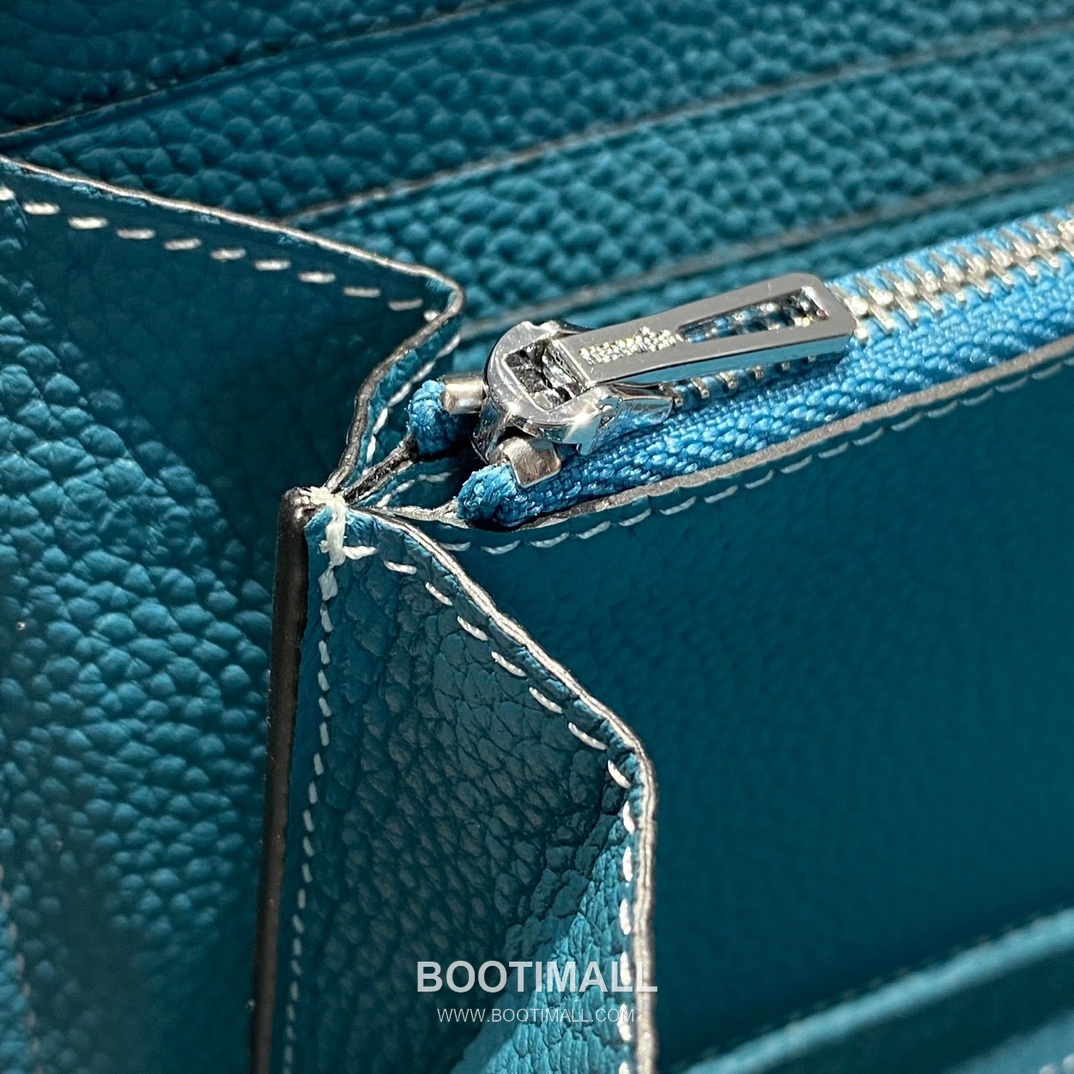 Hermes Togo Leather Denim Blue Long Zip Wallet 에르메스 토고 레더 덴님 블루 장지갑 20cm 8